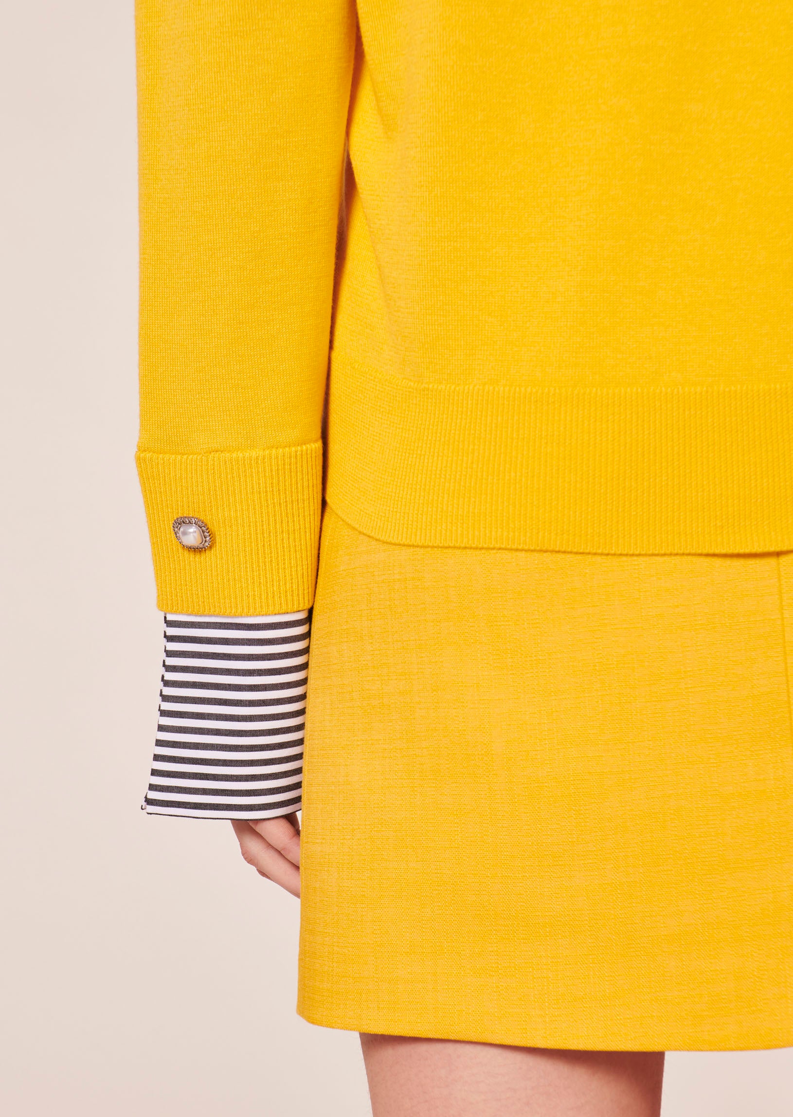 Pull Primrose jaune en coton et laine merinos extrafine Faume - seconde main