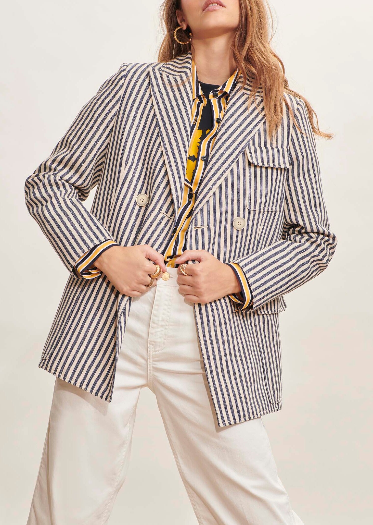 Veste Milo écrue rayée en coton Faume - seconde main