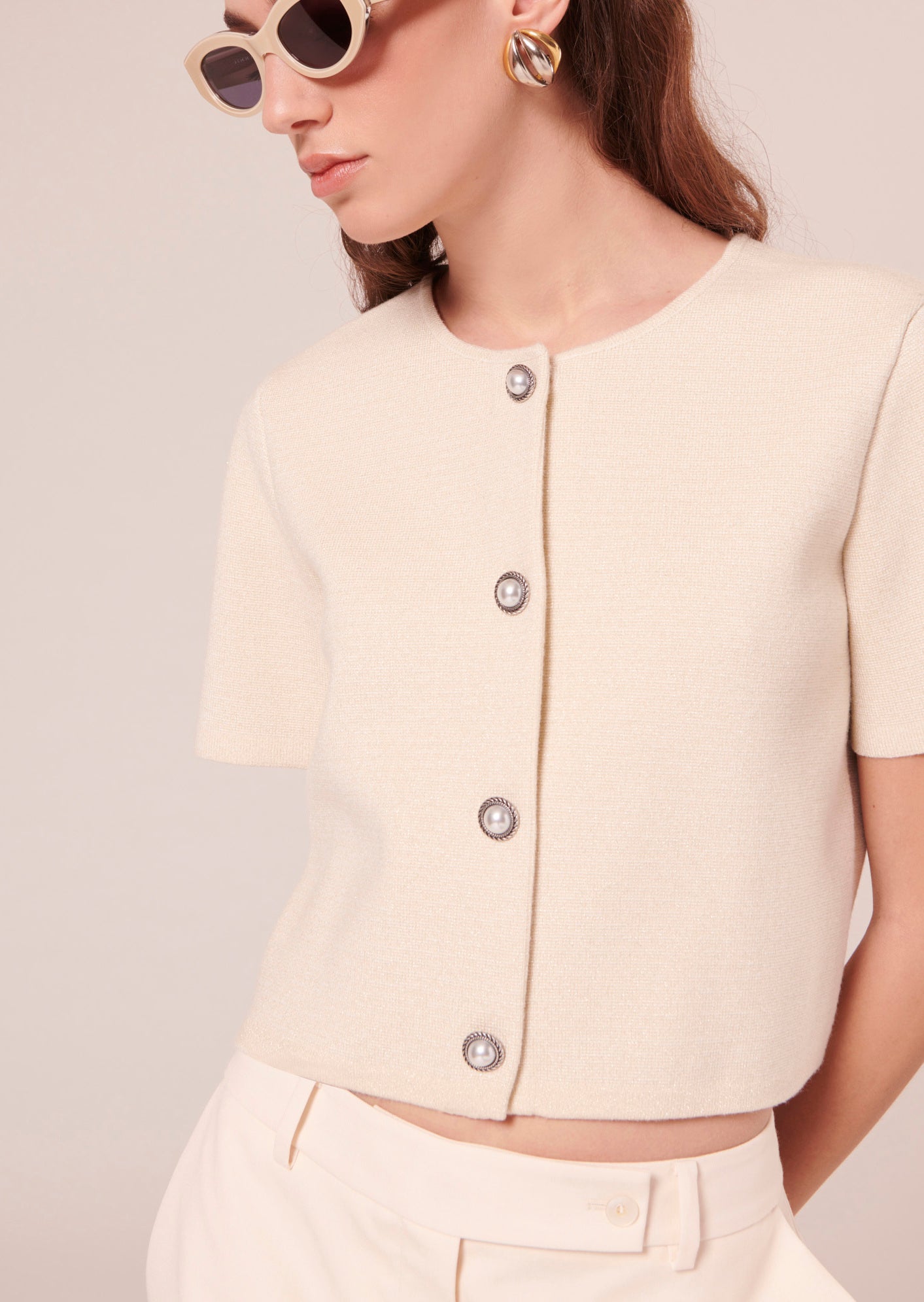 Gilet Glitter doré en maille compacte et lurex Faume - seconde main