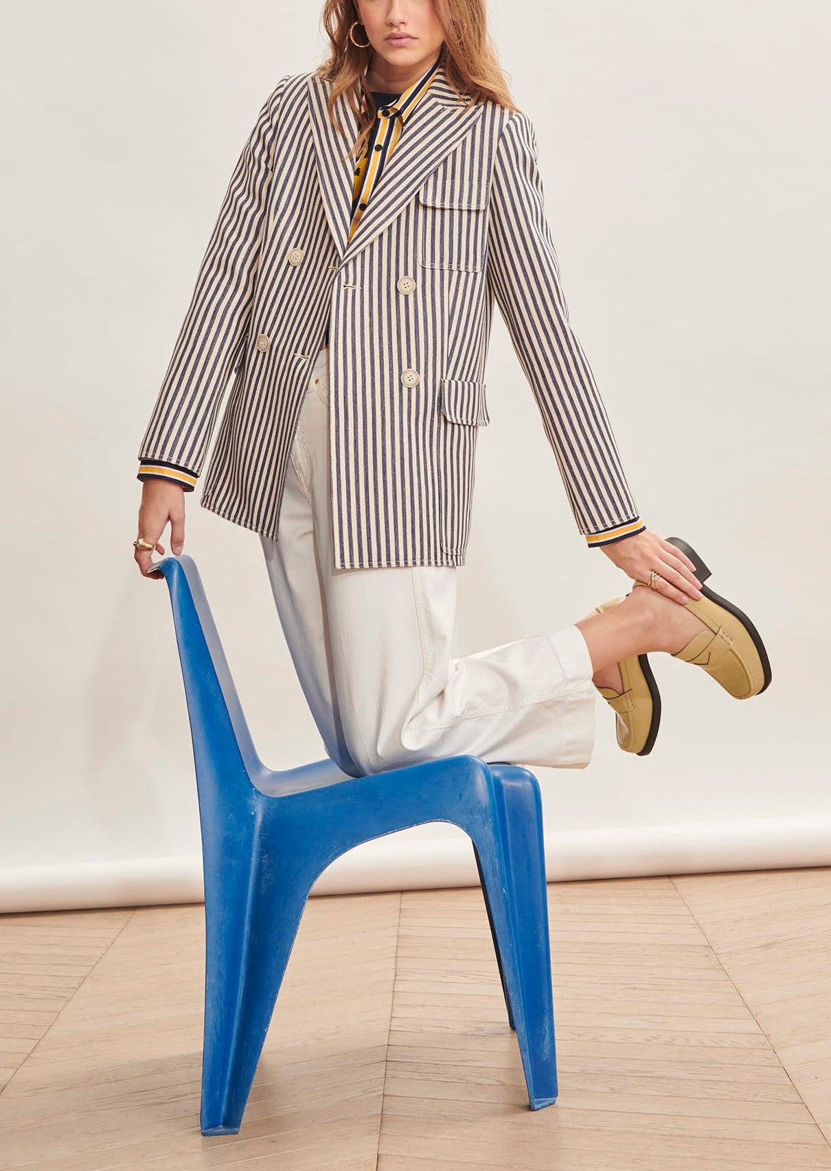 Veste Milo écrue rayée en coton Faume - seconde main