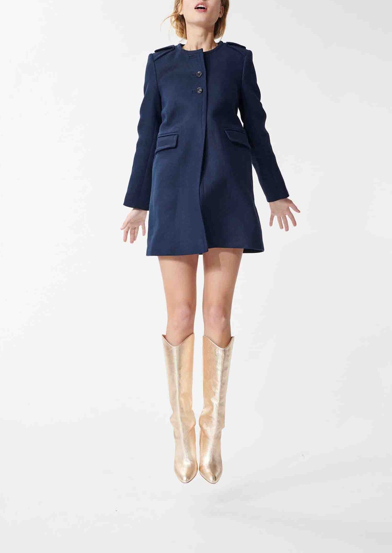 Manteau Martina bleu nuit en lin Faume - seconde main