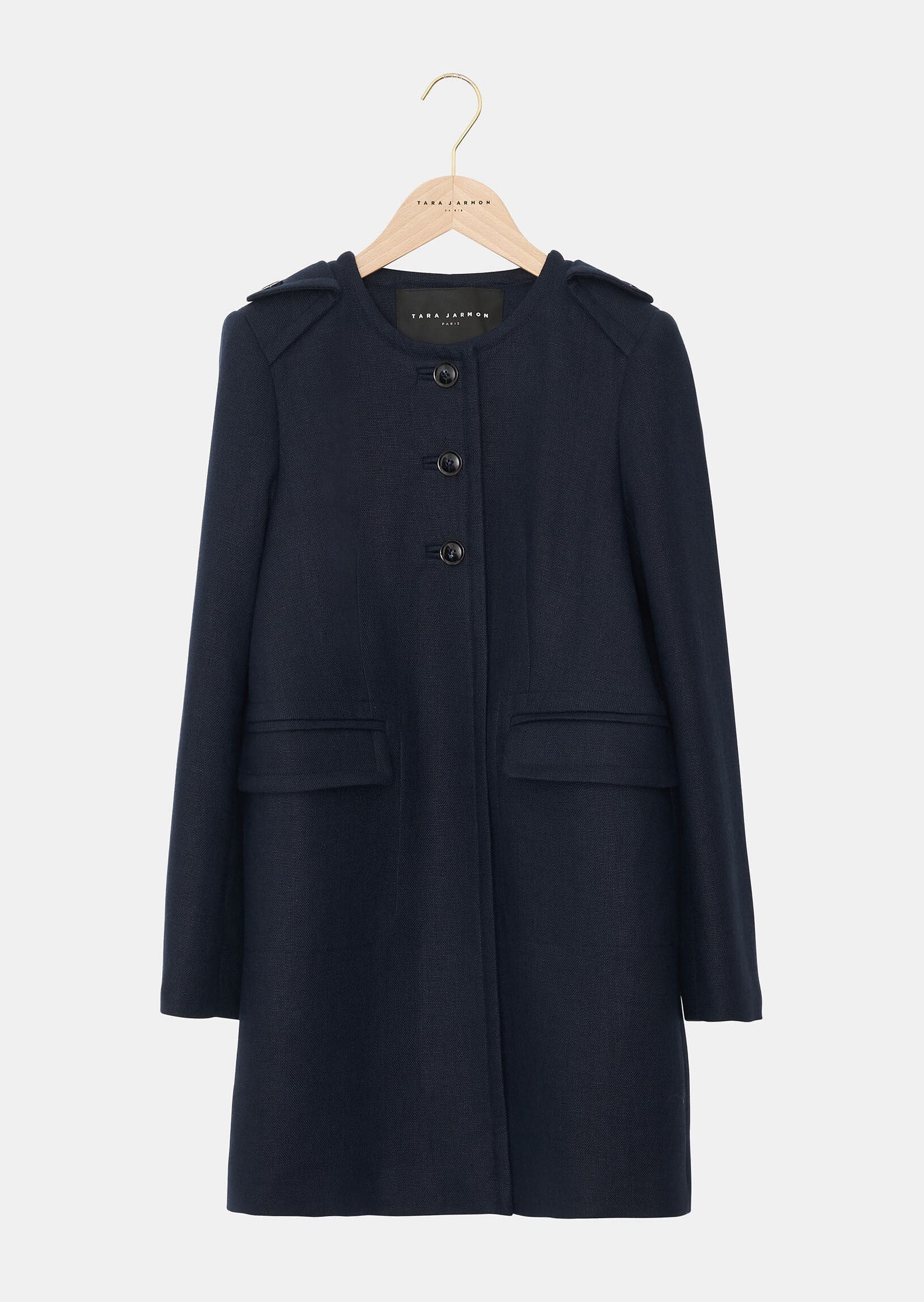 Manteau Martina bleu nuit en lin Faume - seconde main