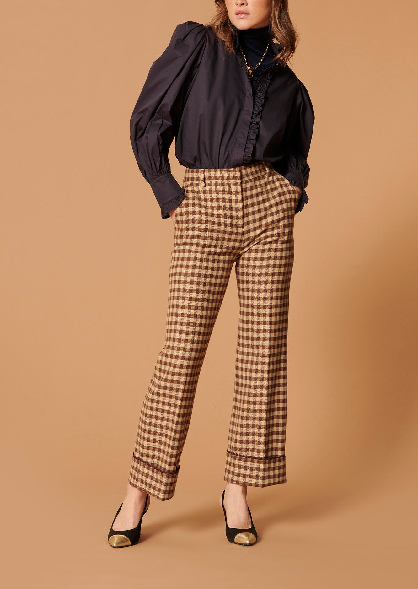 Pantalon Phil beige à carreaux Faume - seconde main