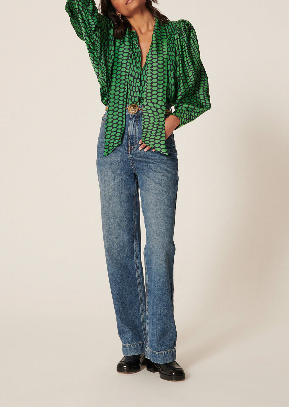 Chemise Candy verte imprimé pois Faume - seconde main