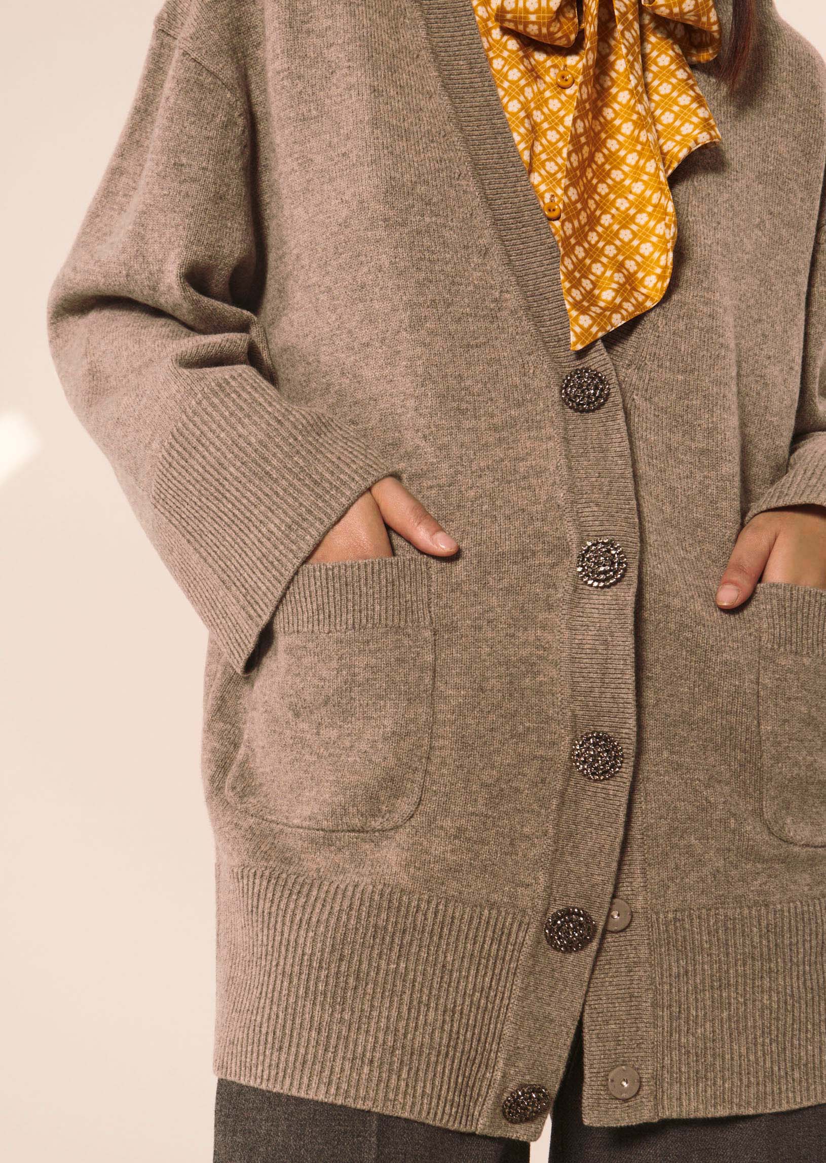 Gilet Ginger beige en laine merinos et alpaga Faume - seconde main