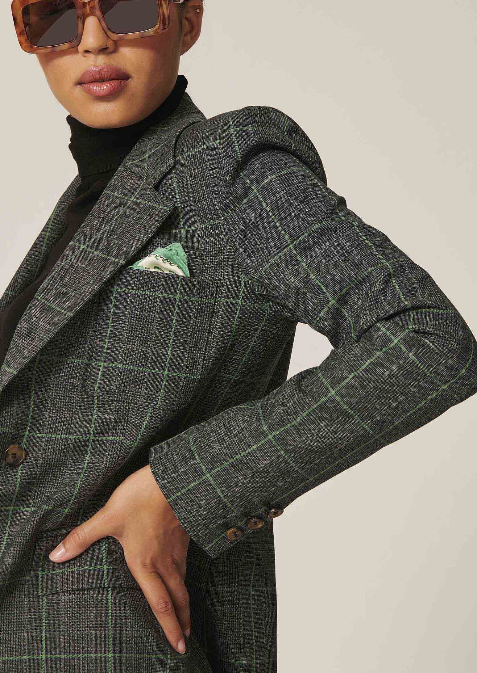 Veste Viva grise motif Prince de Galles vert Faume - seconde main