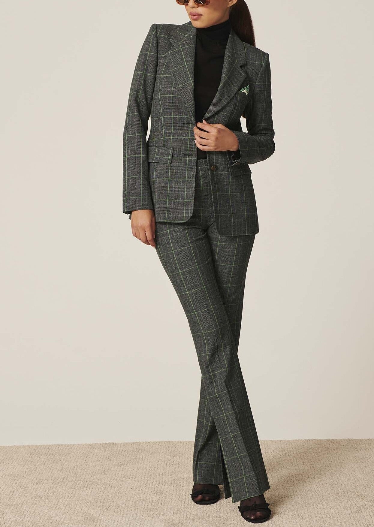 Veste Viva grise motif Prince de Galles vert Faume - seconde main