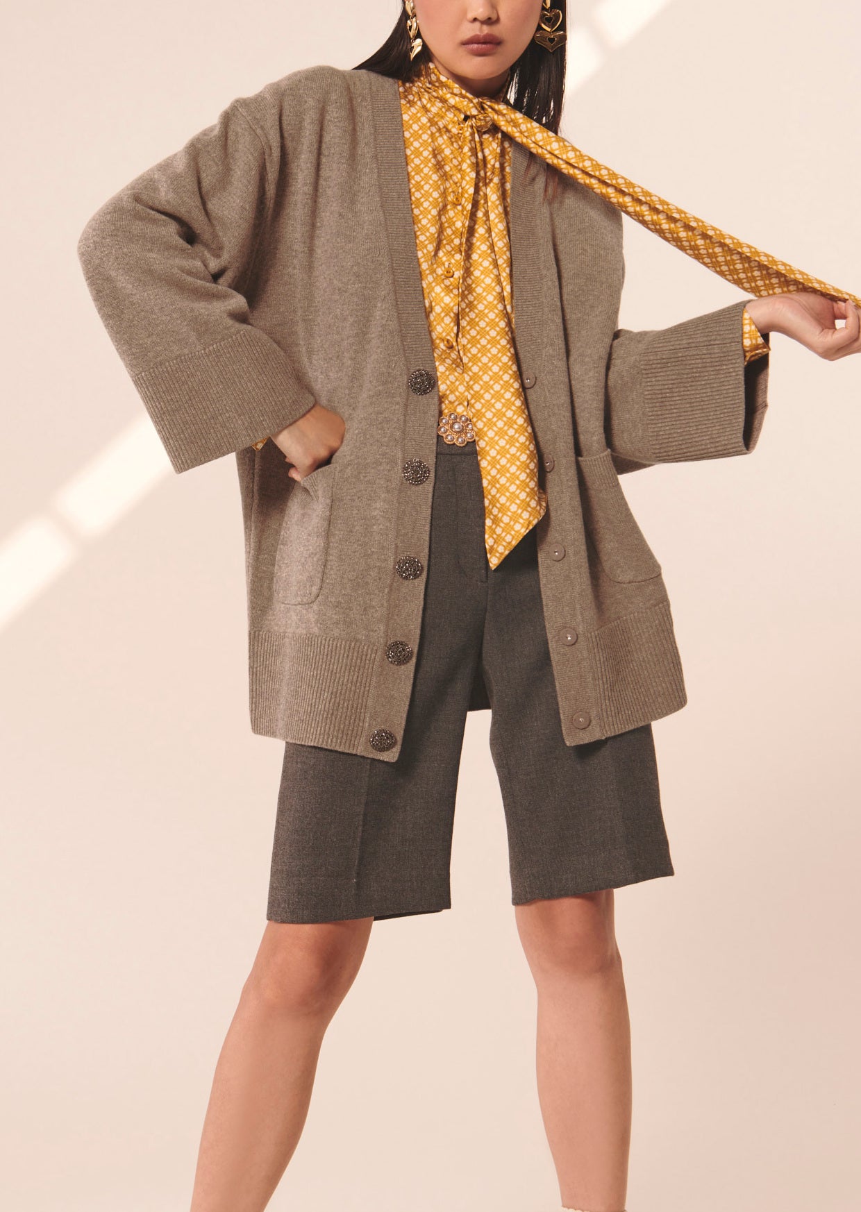 Gilet Ginger beige en laine merinos et alpaga Faume - seconde main