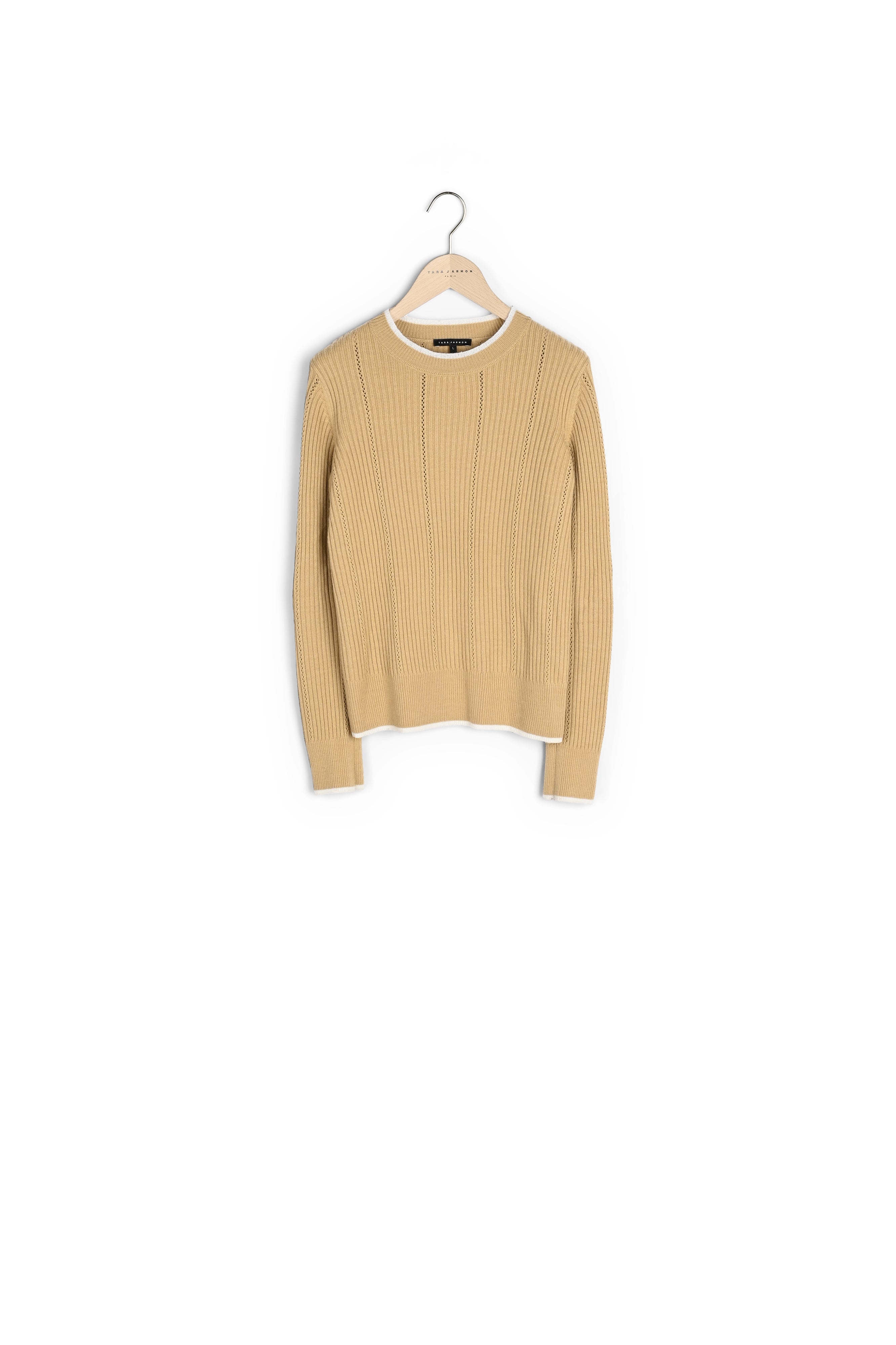 Maille pointelle camel et détails mohair Faume - seconde main