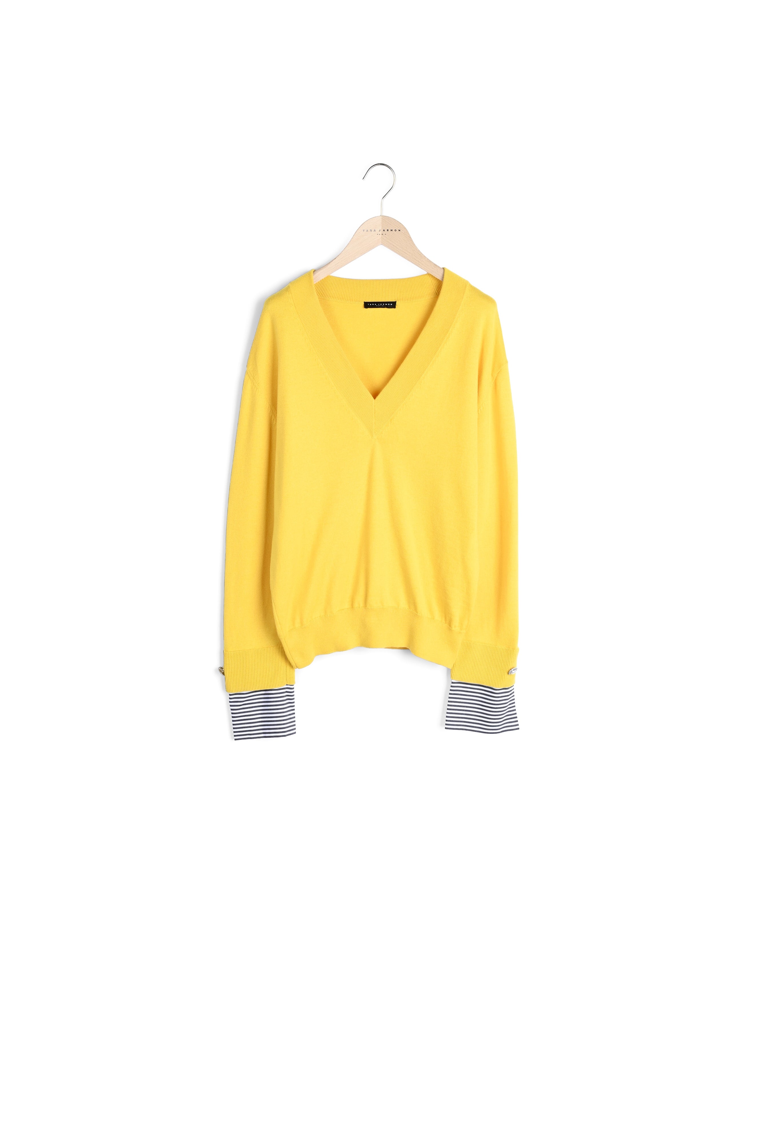 Pull Primrose jaune en coton et laine merinos extrafine Faume - seconde main