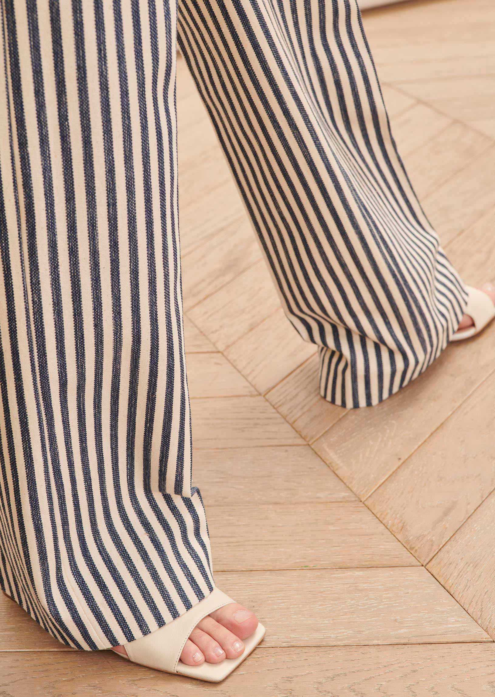 Pantalon Patti écru rayé en coton Faume - seconde main