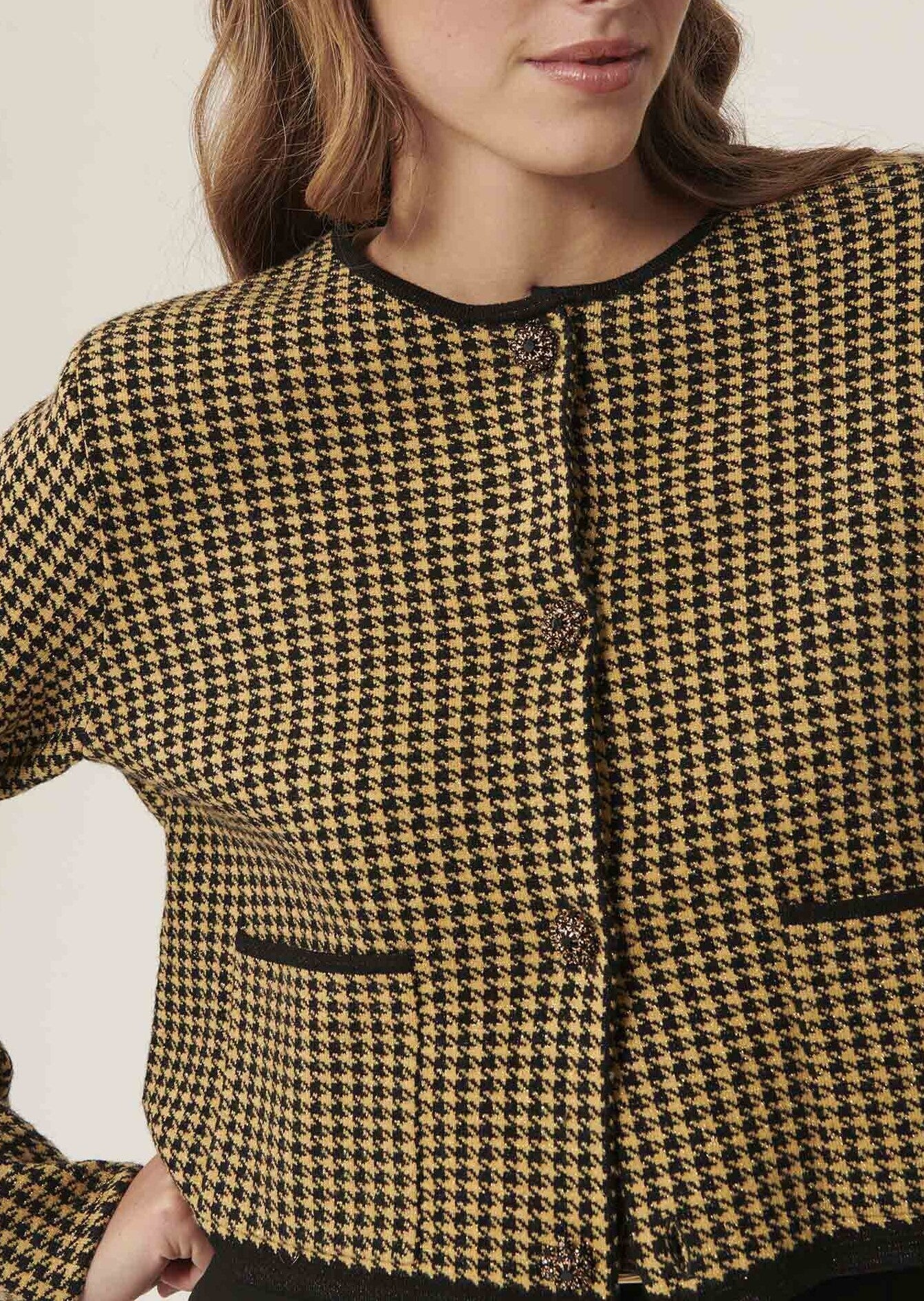 Gilet Guest motif pied de coq noir et doré Faume - seconde main