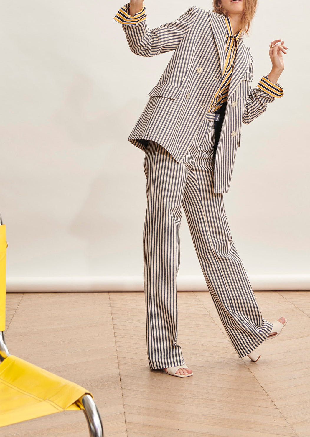 Veste Milo écrue rayée en coton Faume - seconde main