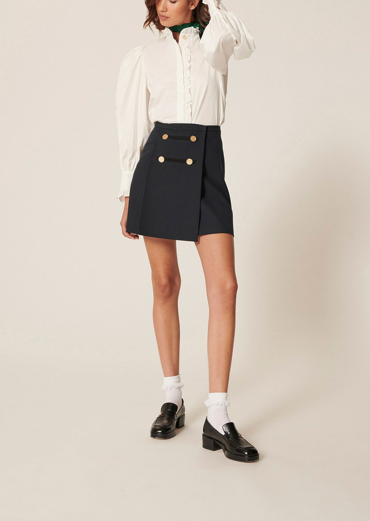 Jupe Jasna bleu nuit en toile tailleur Faume - seconde main