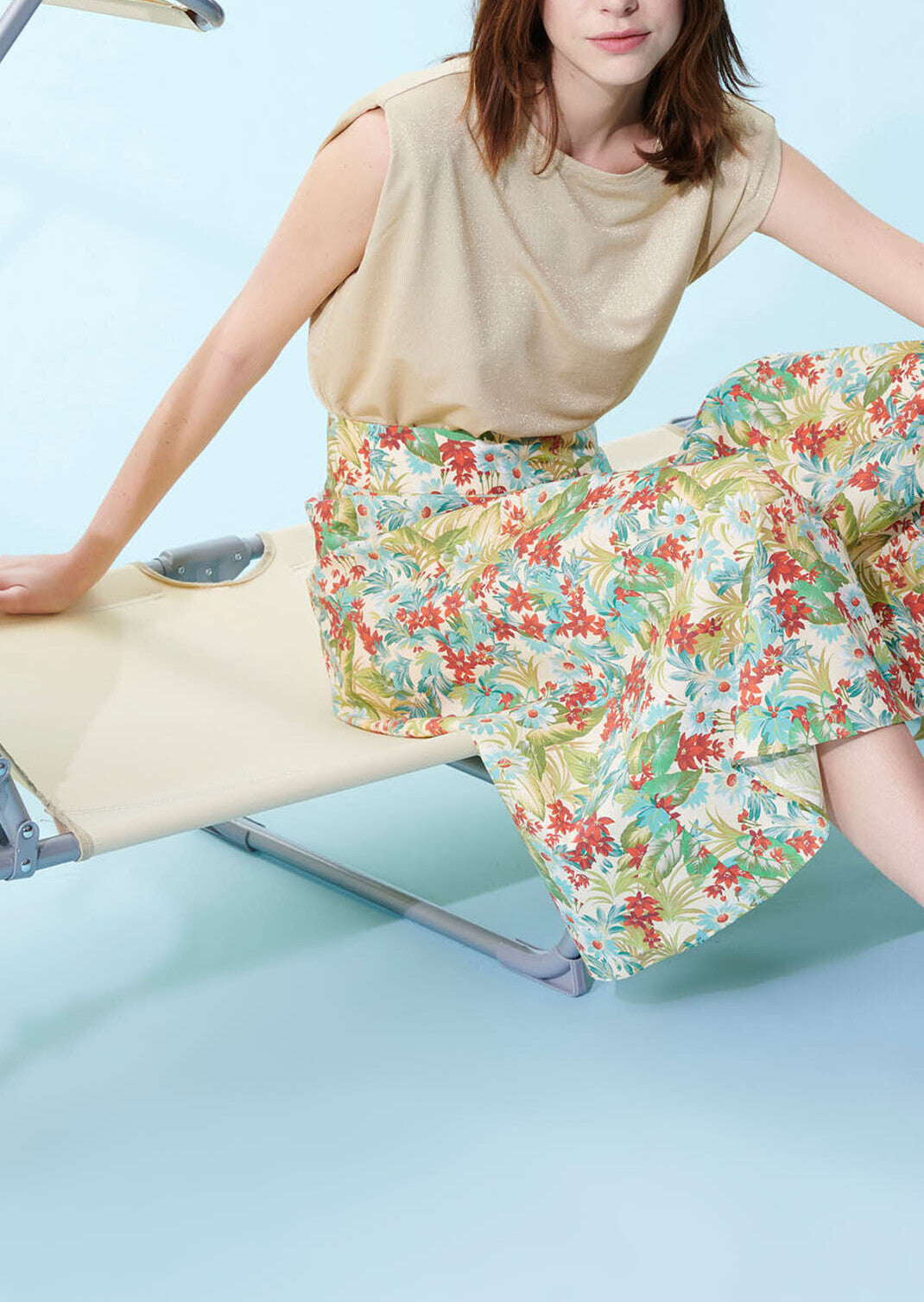 T-shirt avec épaulettes Teili doré lurex en viscose Faume - seconde main