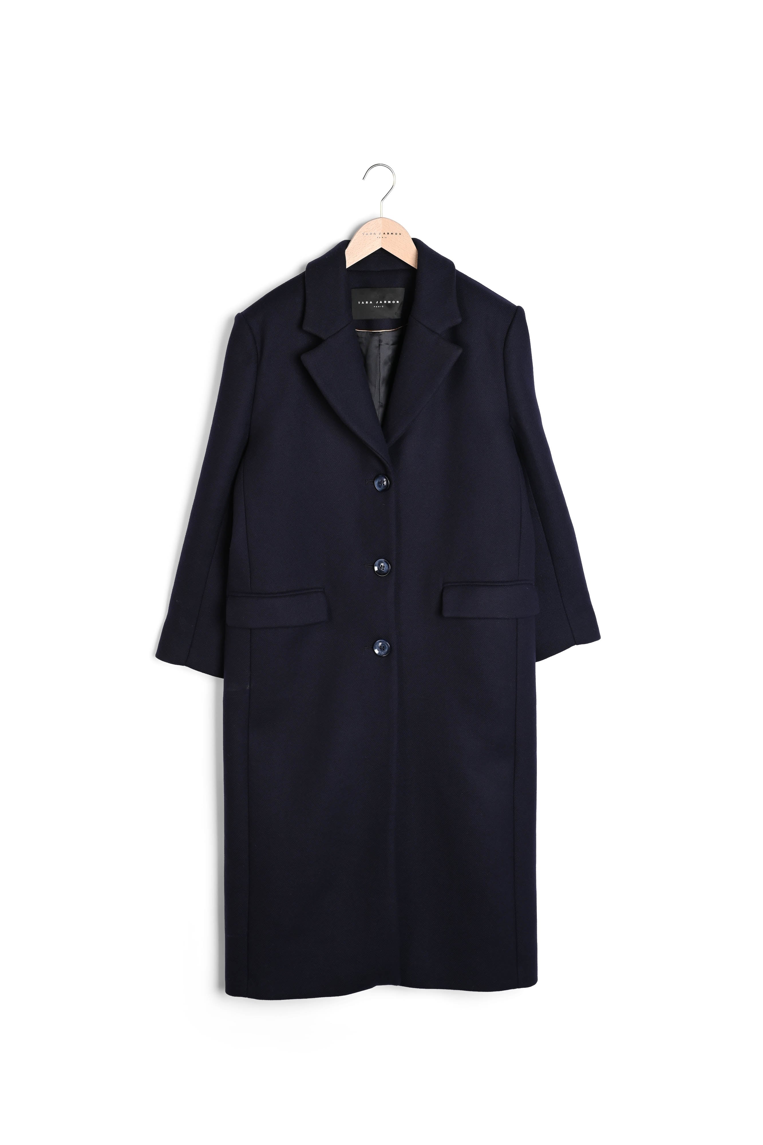 Manteau Mattie bleu nuit en drap caban Faume - seconde main