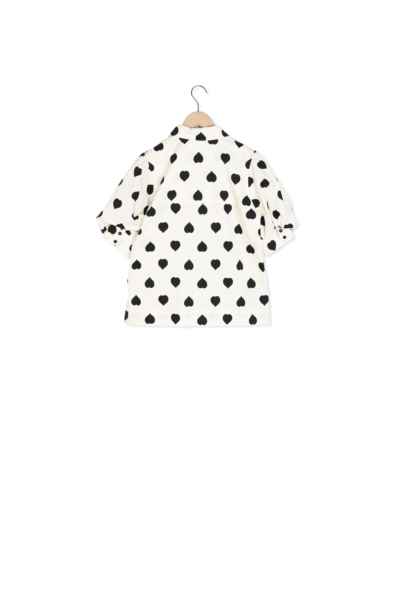 Chemise Calypso écrue à motif coeur noir en popeline Faume - seconde main