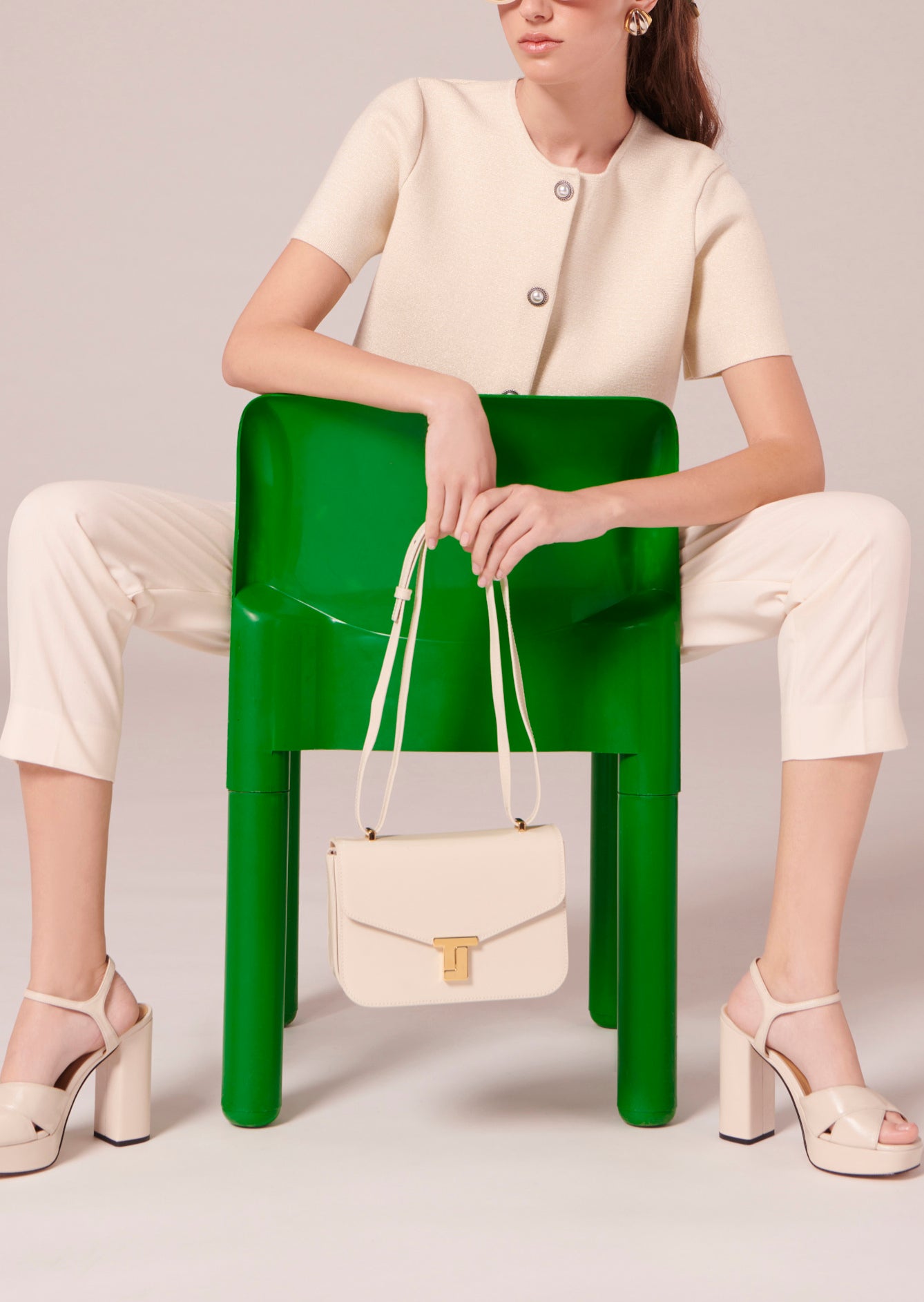 Gilet Glitter doré en maille compacte et lurex Faume - seconde main