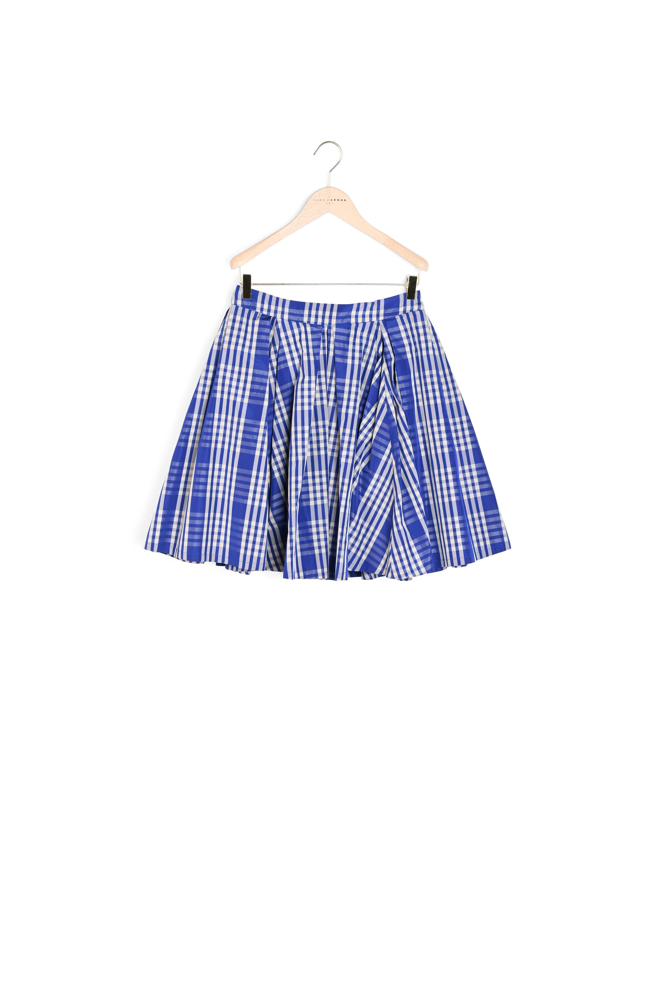 Jupe Jasper bleue en taffetas motif madras Faume - seconde main