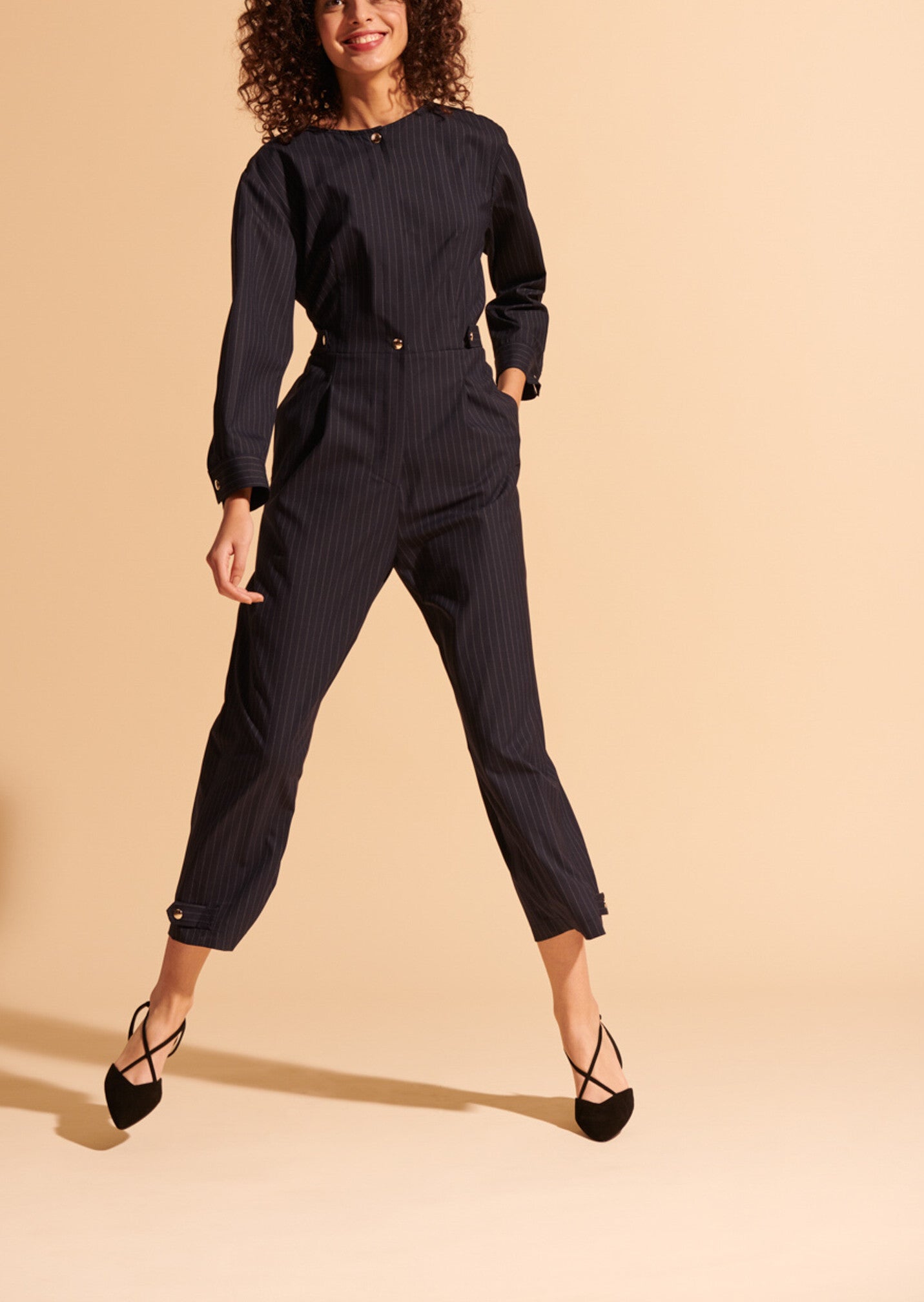 Combi-pantalon pinstripe bleu nuit Faume - seconde main