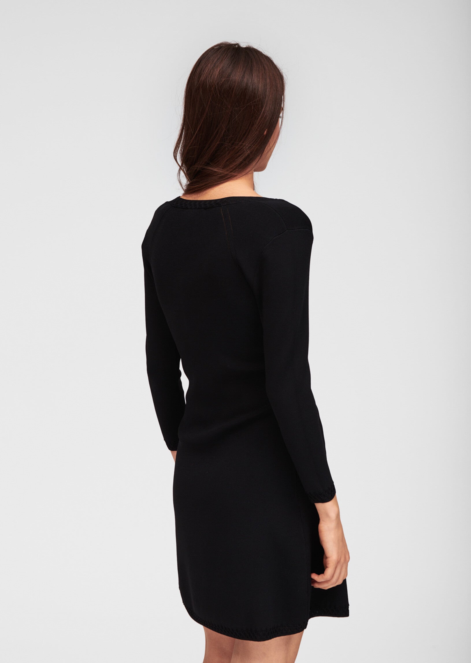 Robe mi-longue noire en toile double Faume - seconde main