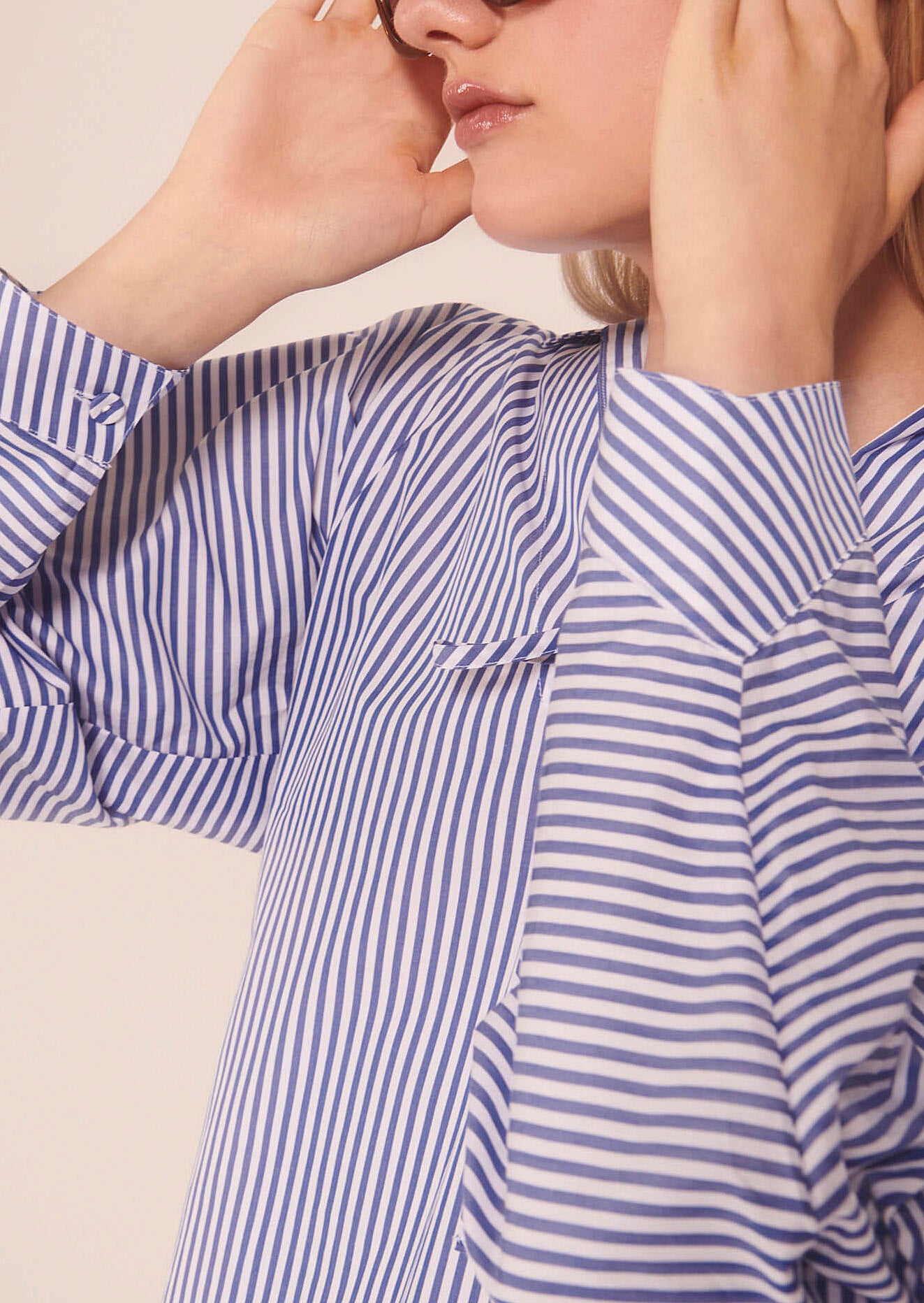 Top Toi bleu en popeline à rayures Faume - seconde main