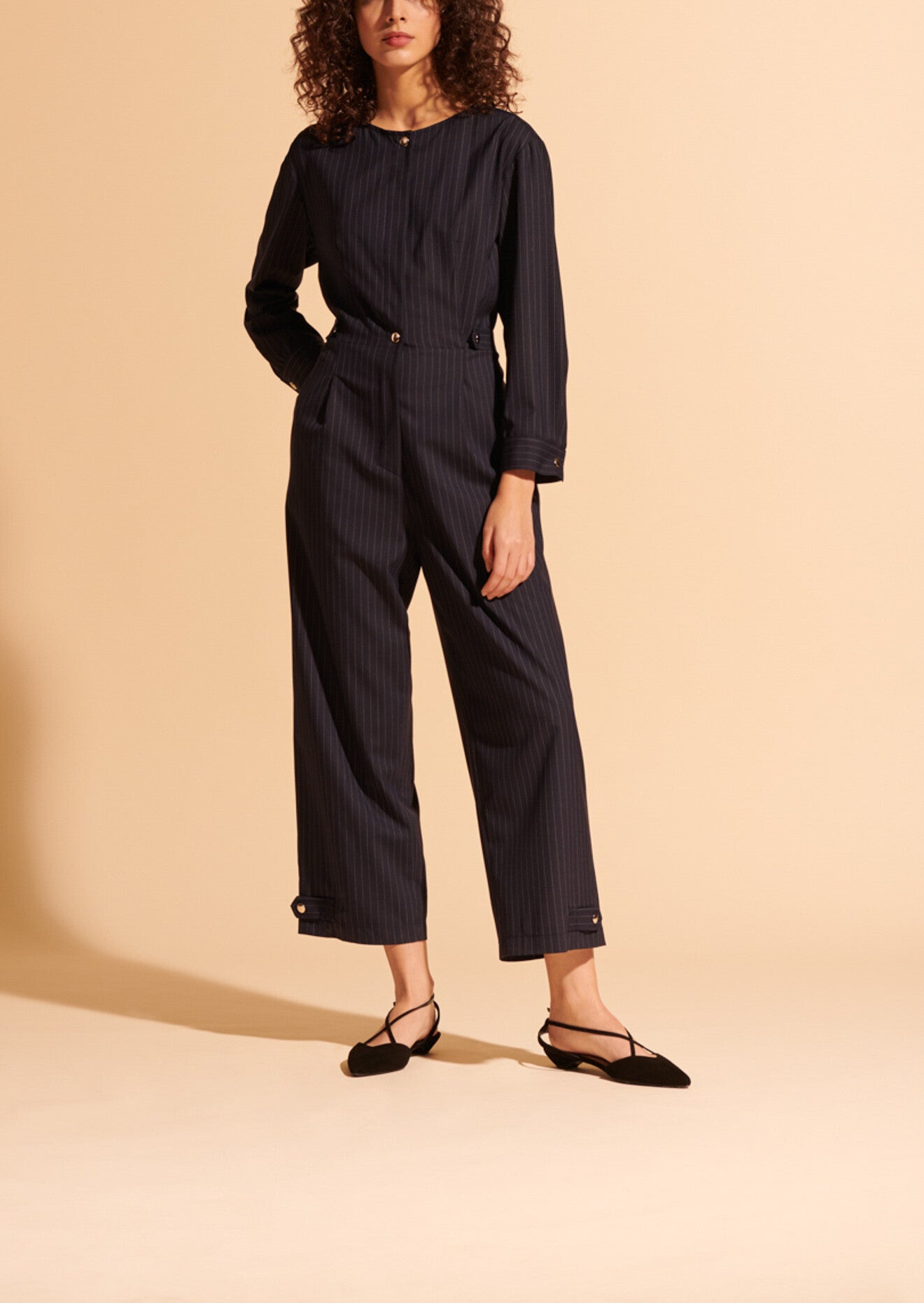 Combi-pantalon pinstripe bleu nuit Faume - seconde main