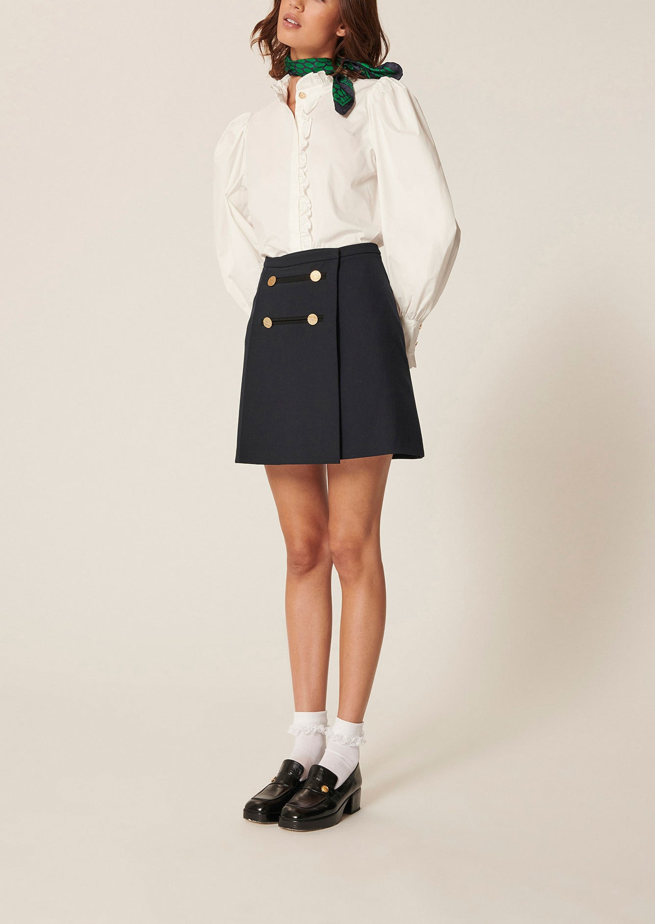 Jupe Jasna bleu nuit en toile tailleur Faume - seconde main