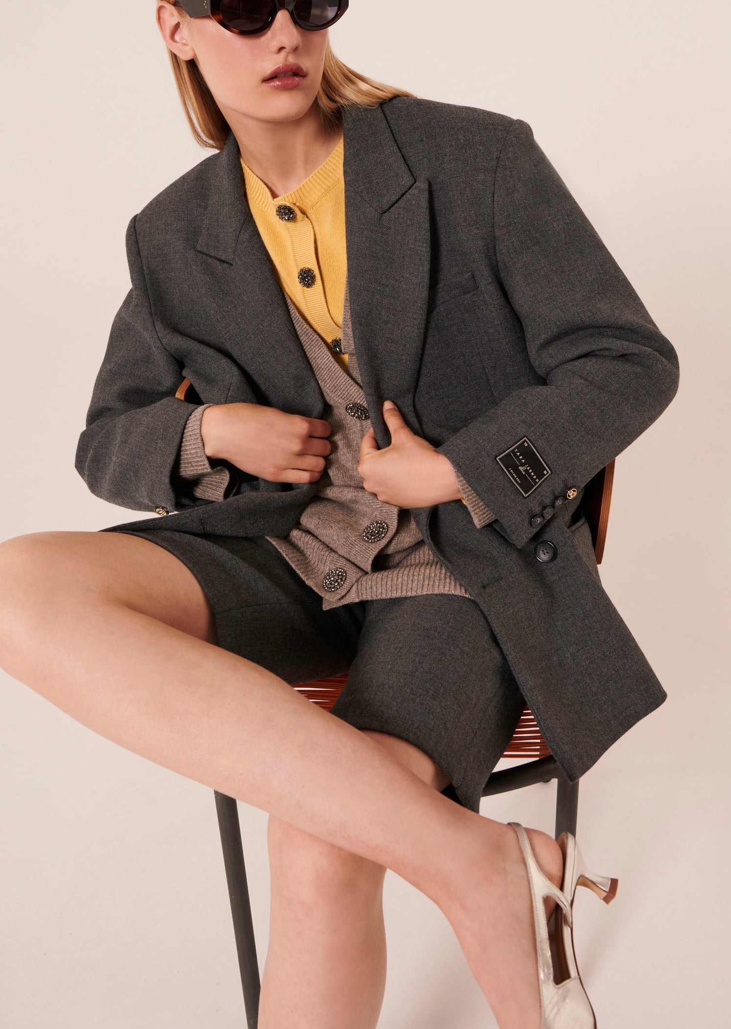 Veste Vlad grise en toile tailleur Faume - seconde main