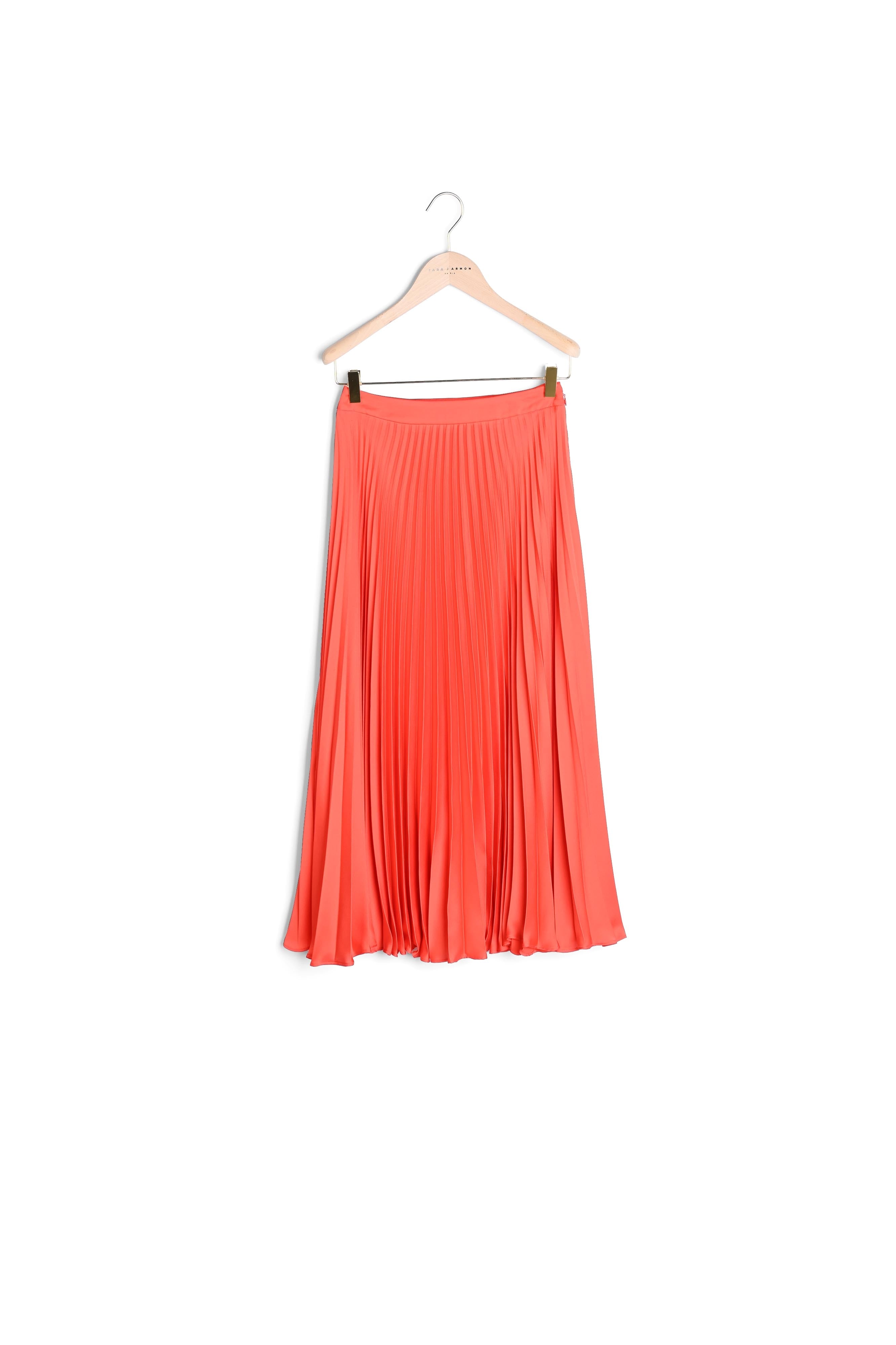 Jupe Juline orange en satin plissé Faume - seconde main
