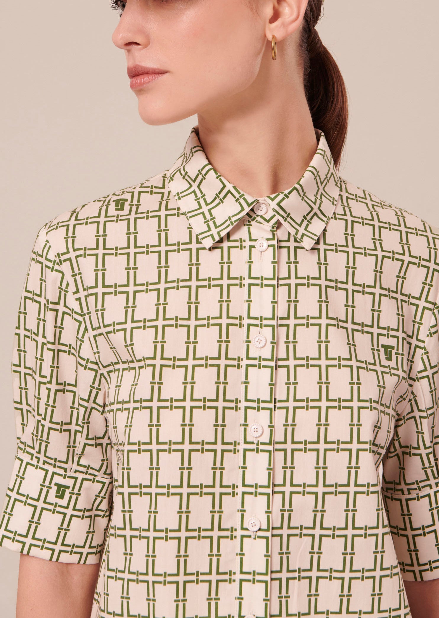 Chemise Cameron écrue à motif graphique en popeline Faume - seconde main