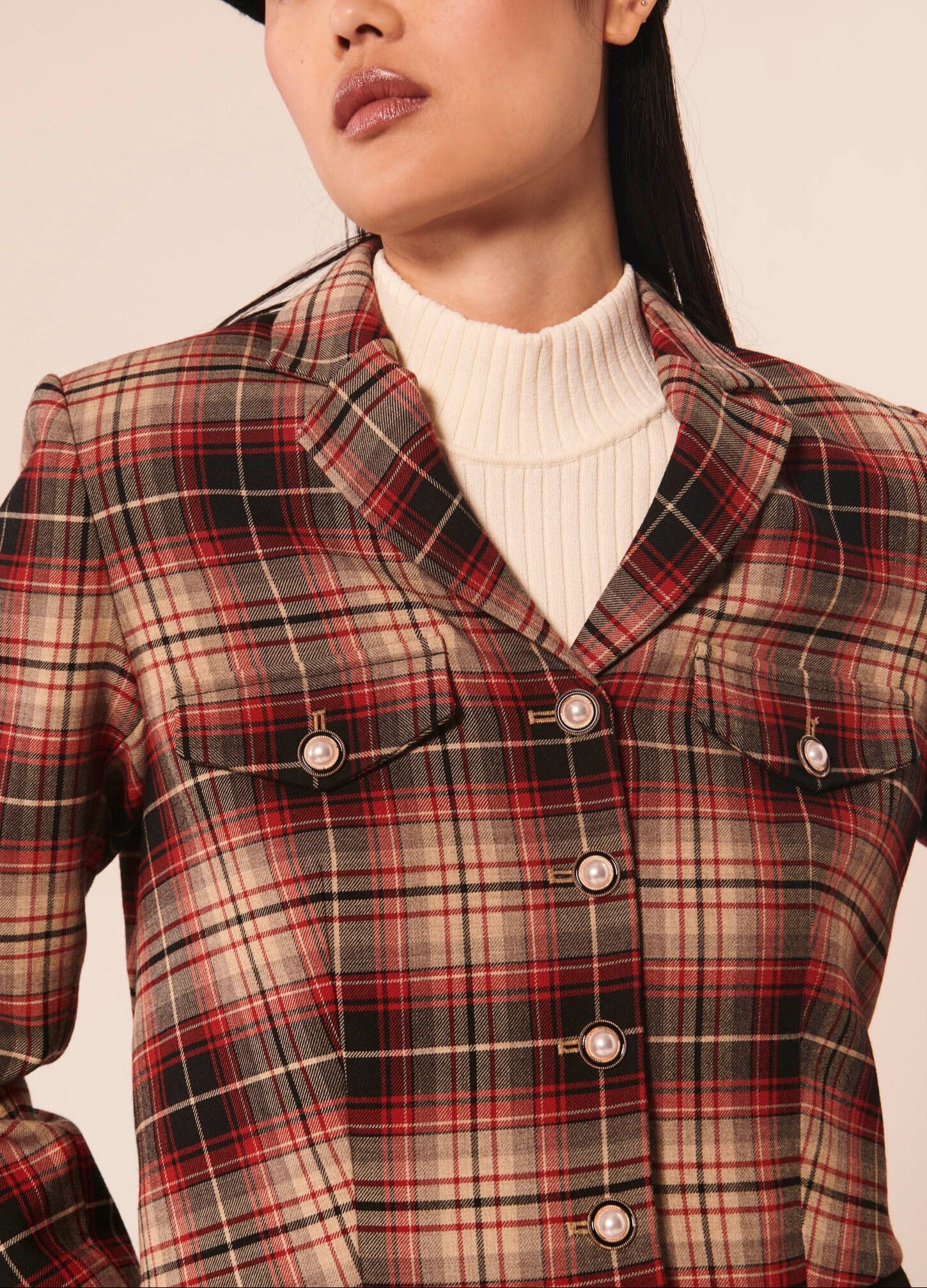 Veste Vivick rouge en tartan Faume - seconde main