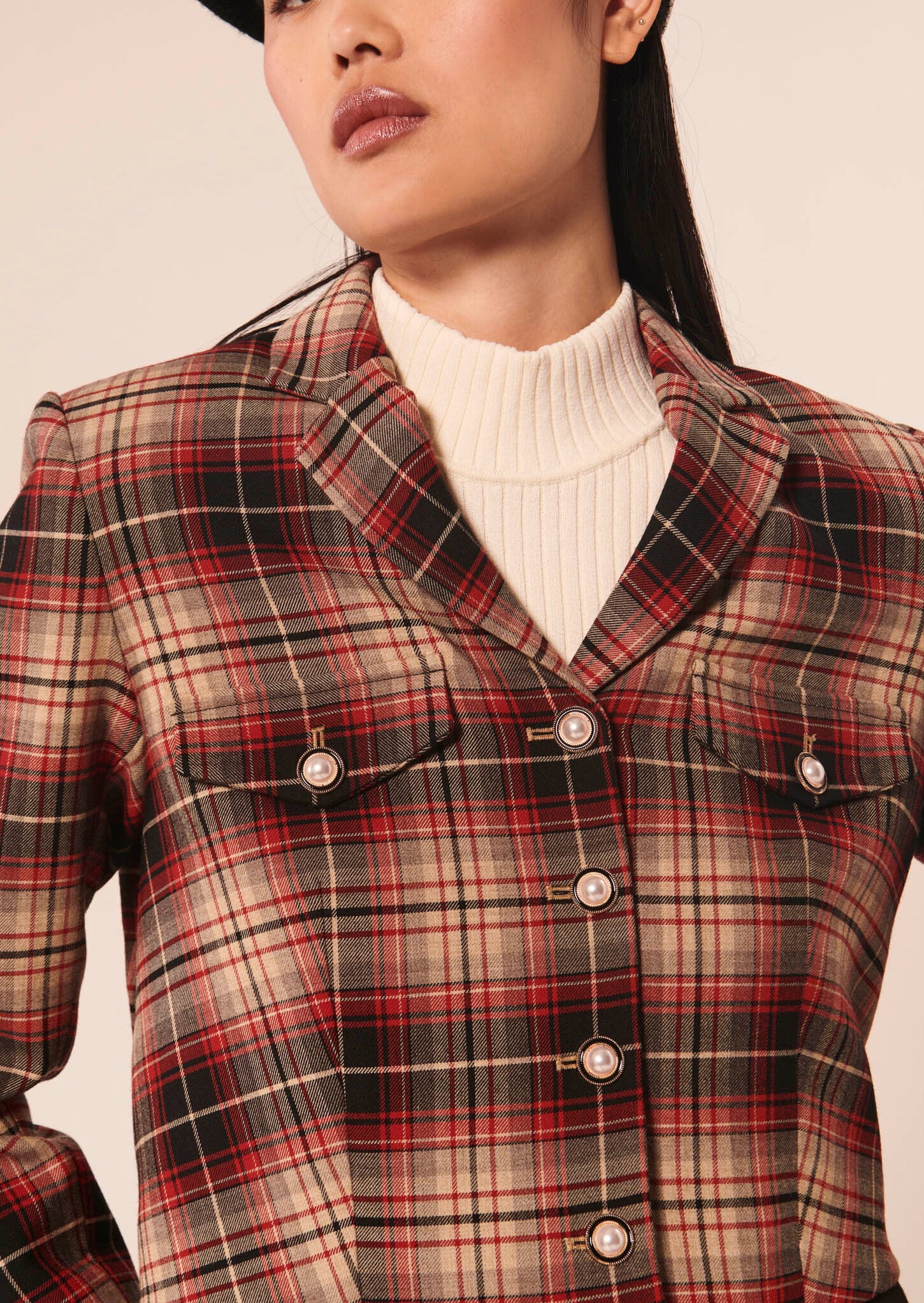 Veste Vivick rouge en tartan Faume - seconde main