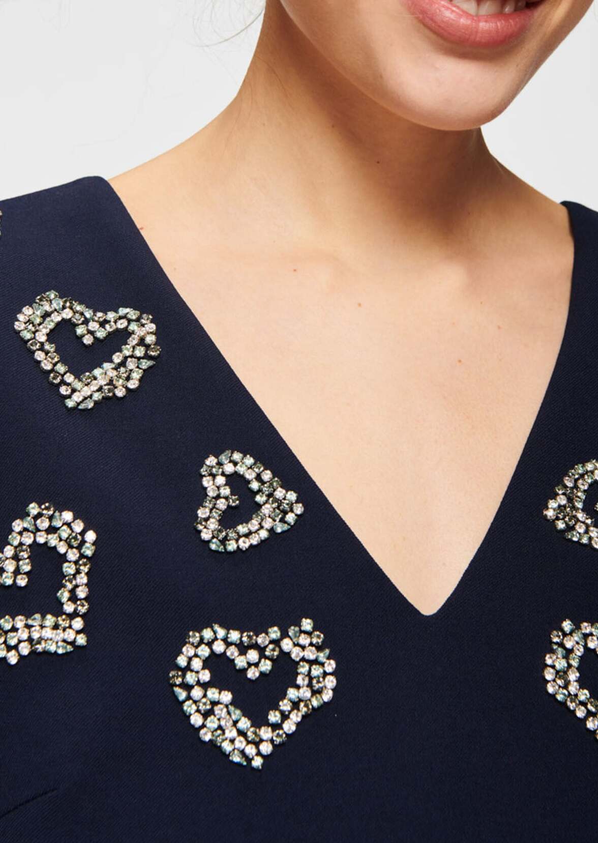 Robe bijou bleu nuit en toile gabardine Faume - seconde main