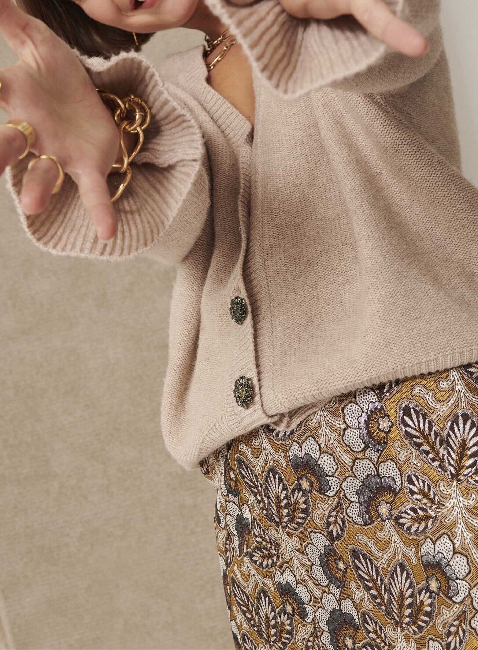 Gilet Giulia beige en merinos et cachemire Faume - seconde main