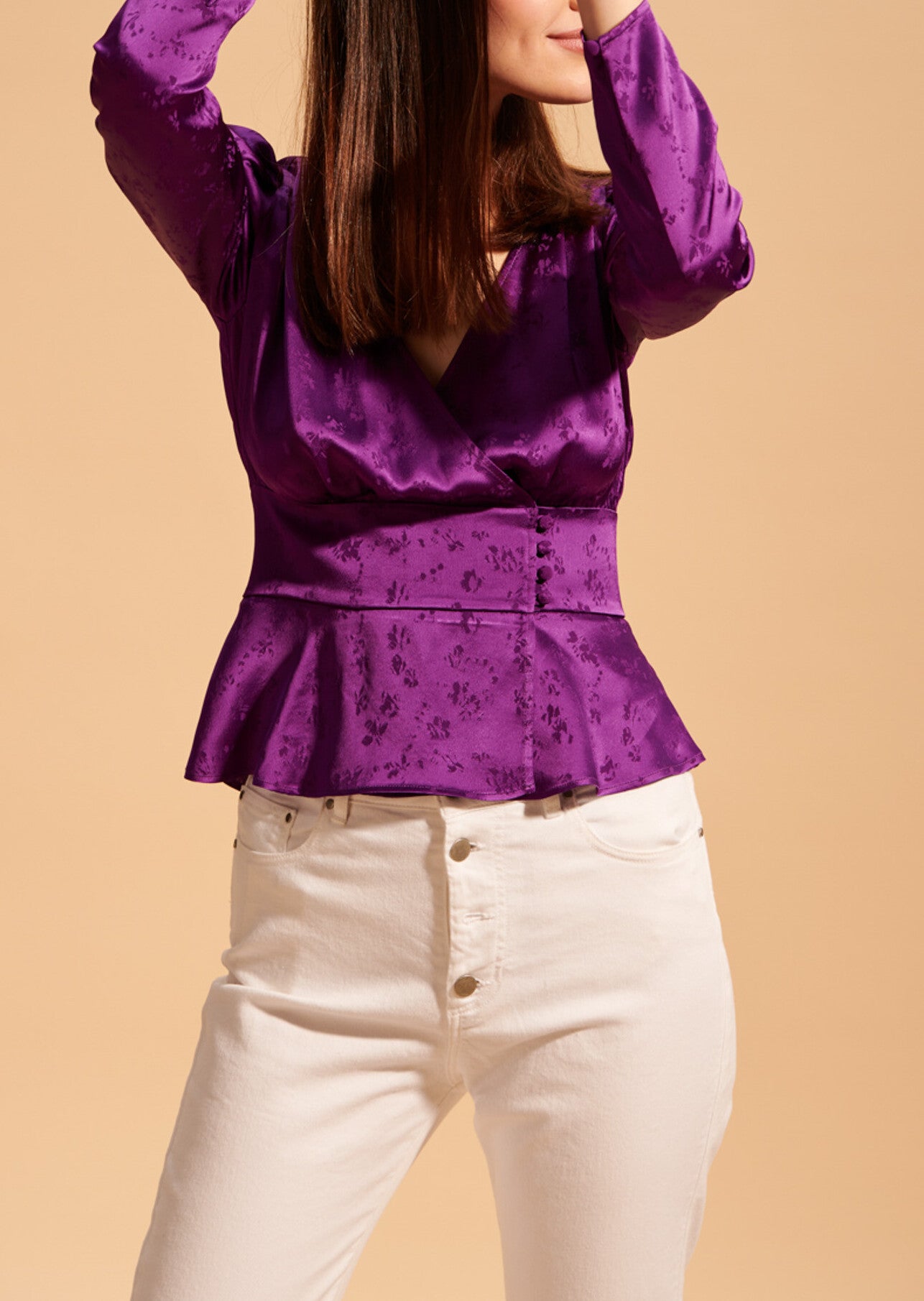 Top Tanais en jacquard fleuri violet Faume - seconde main