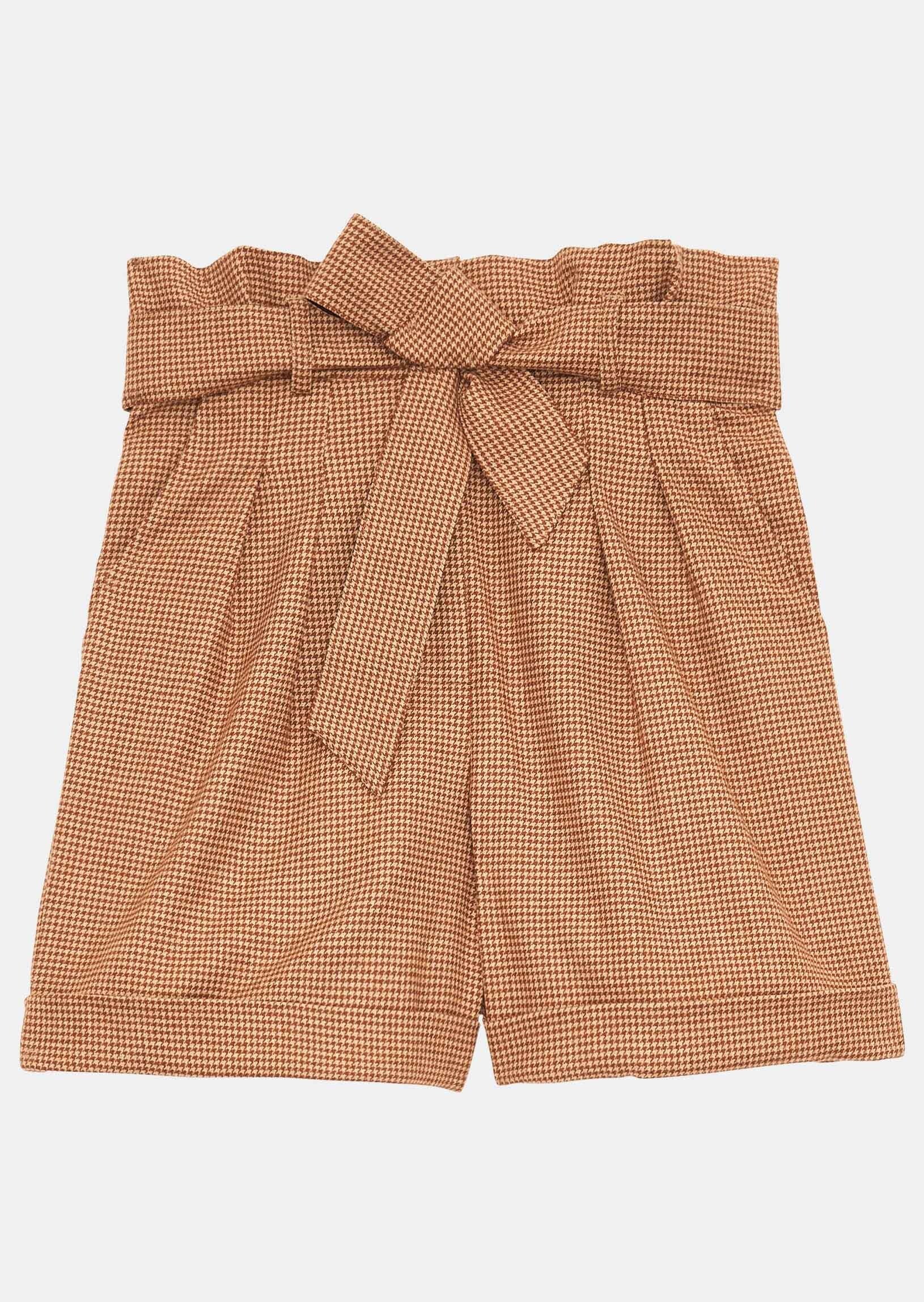 Short Priscille marron en flanelle pied de coq Faume - seconde main