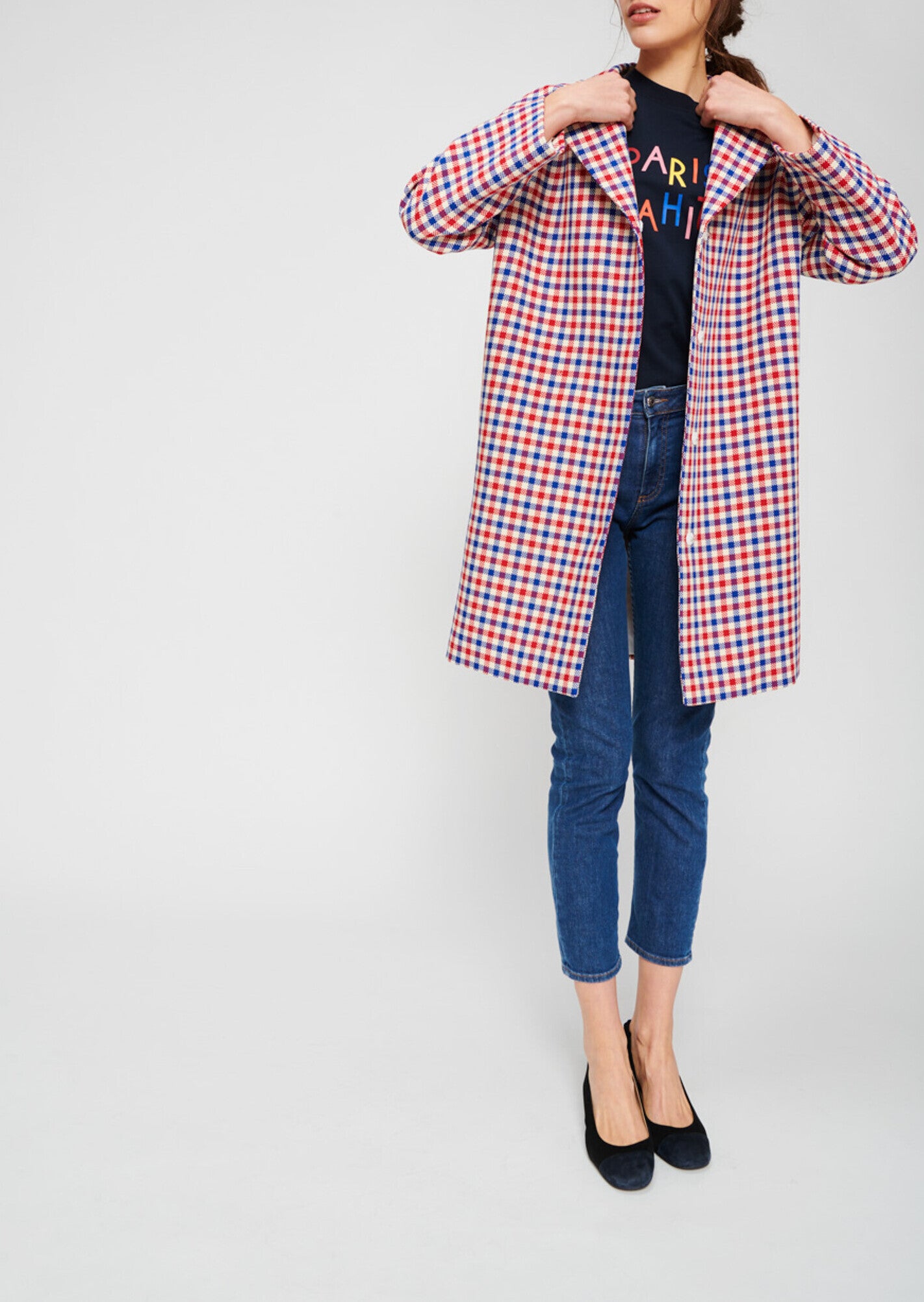 Manteau à carreaux rouges et bleus Faume - seconde main