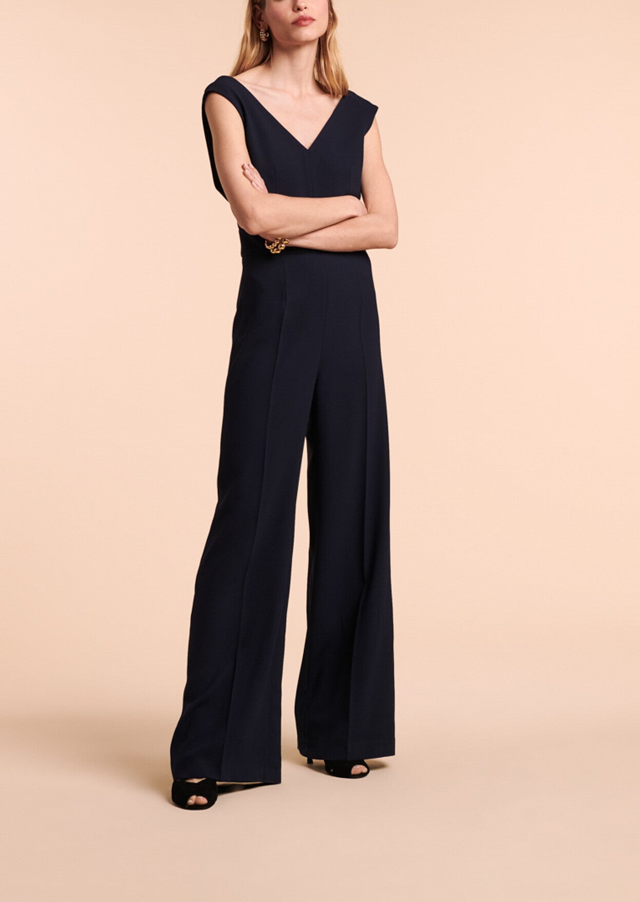 Combinaison Patrizia bleu nuit en crêpe lourd Faume - seconde main