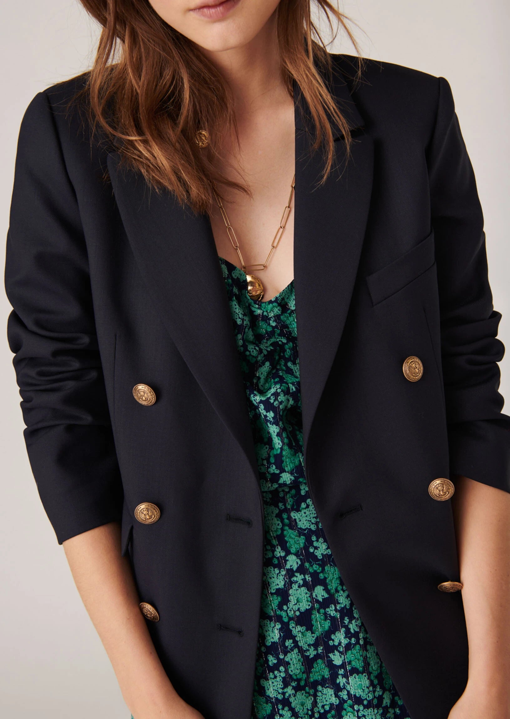 Veste Victorienne bleu nuit en laine froide Faume - seconde main