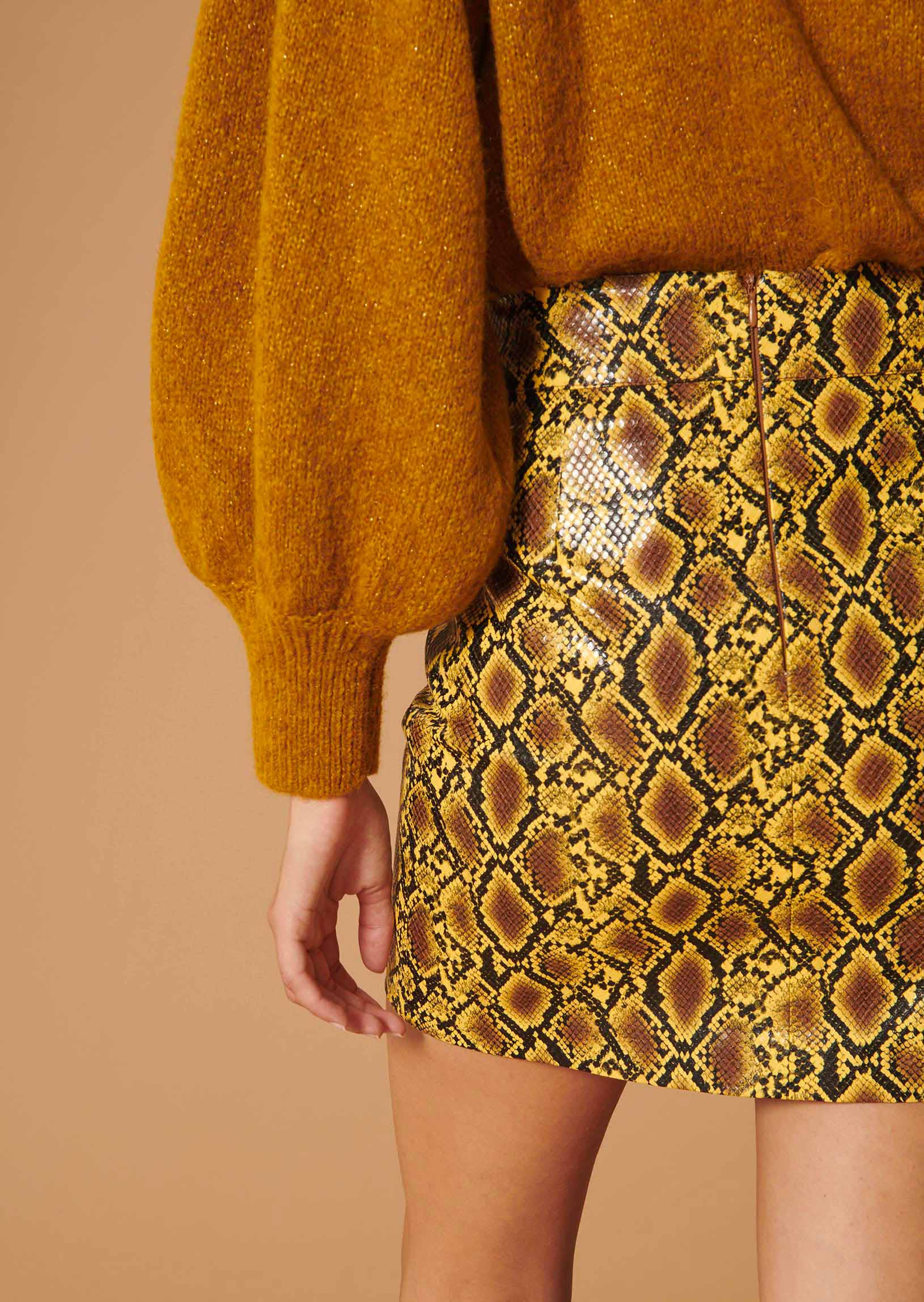 Jupe Jackpot jaune motif python Faume - seconde main