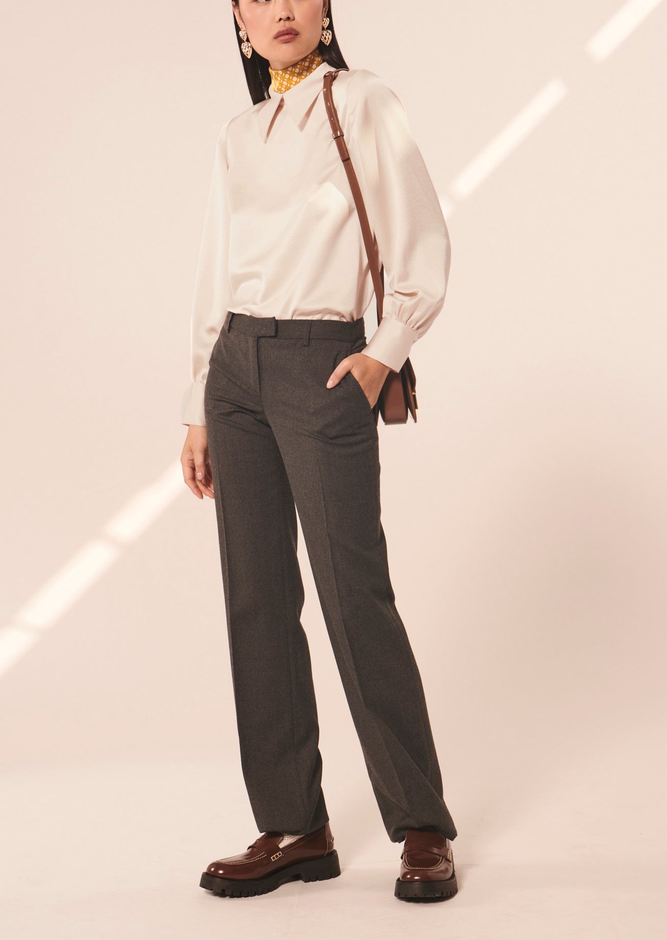 Top Tianna écru en satin fluide Faume - seconde main