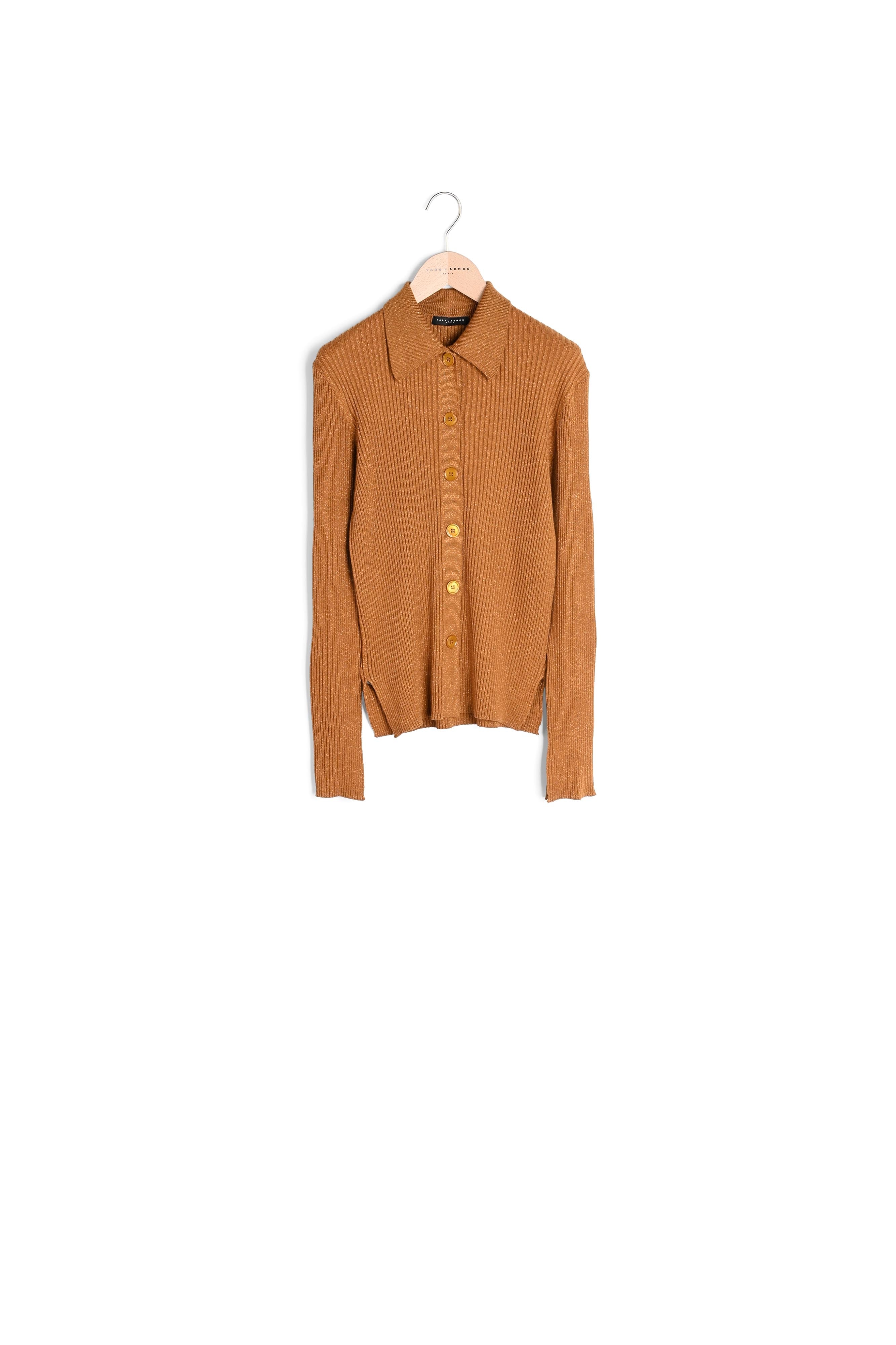 Cardigan Glossie marron en laine et lurex Faume - seconde main