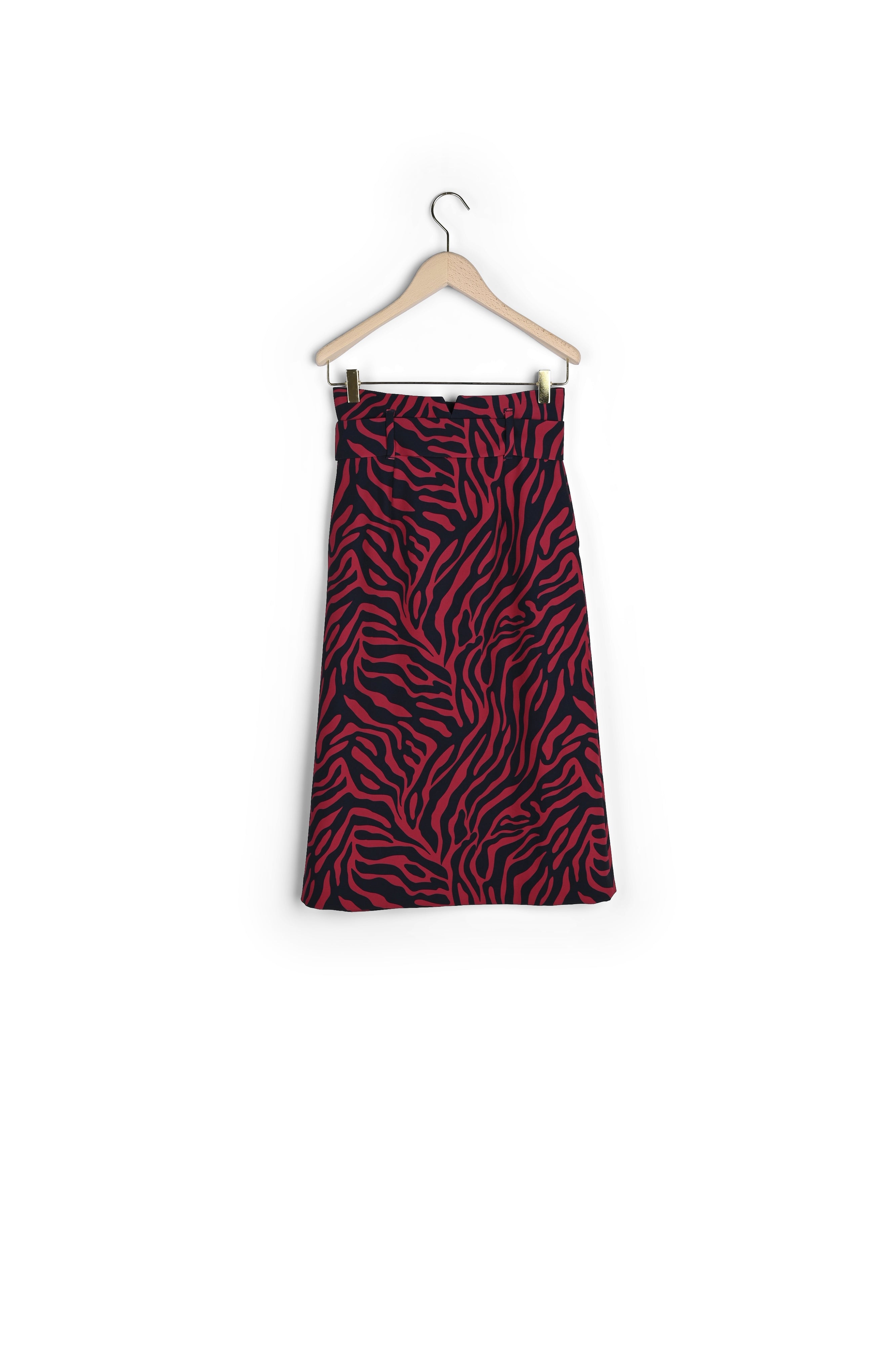 Jupe Janet bleu nuit imprimé zèbre rouge Faume - seconde main