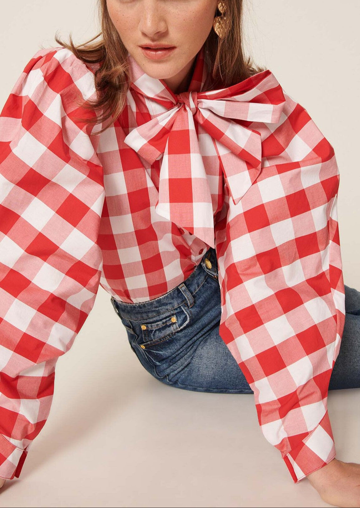 Chemise Candy vichy rouge en popeline Faume - seconde main