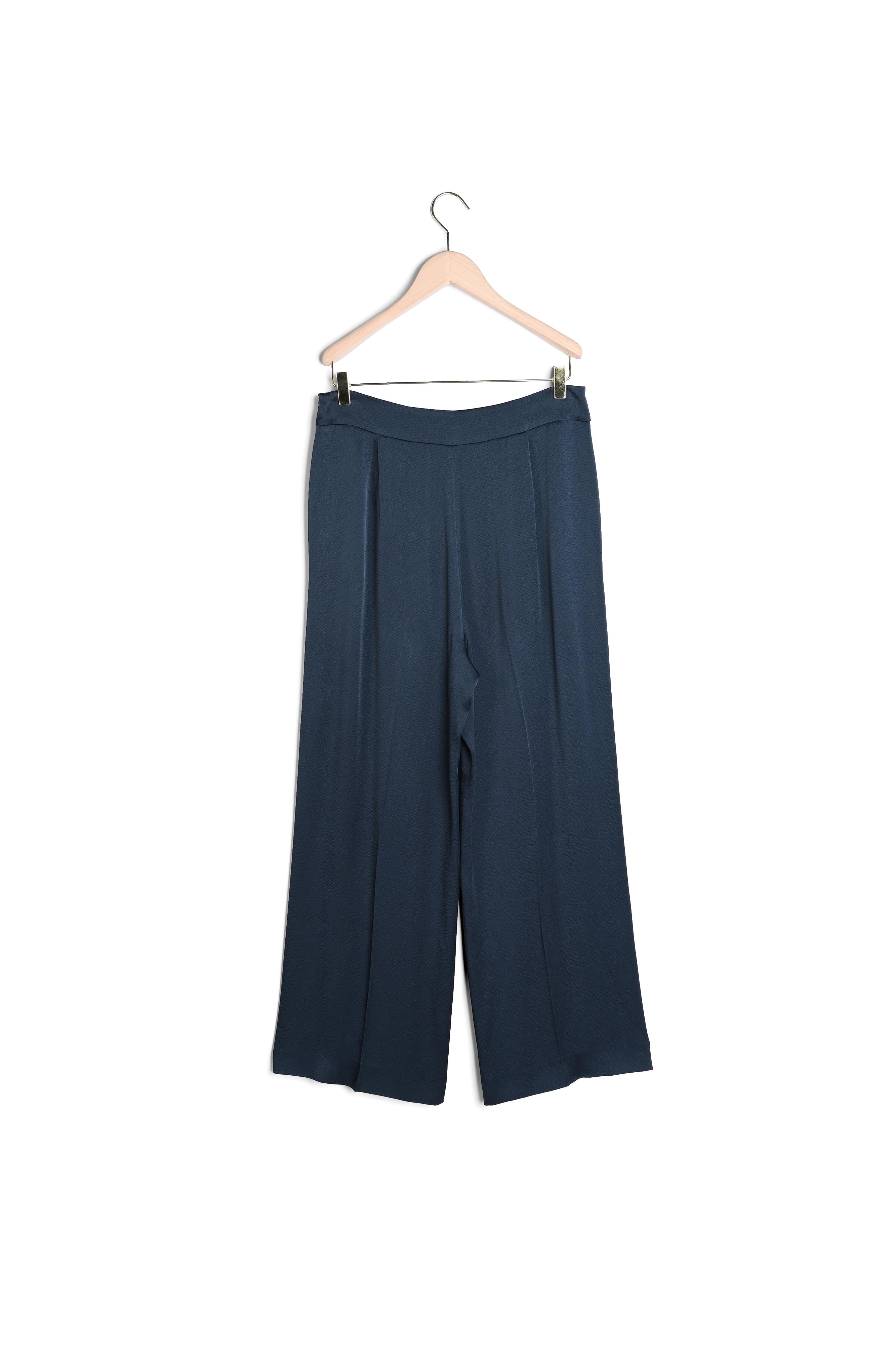 Pantalon de tailleur Poem bleu nuit en crêpe martelé Faume - seconde main