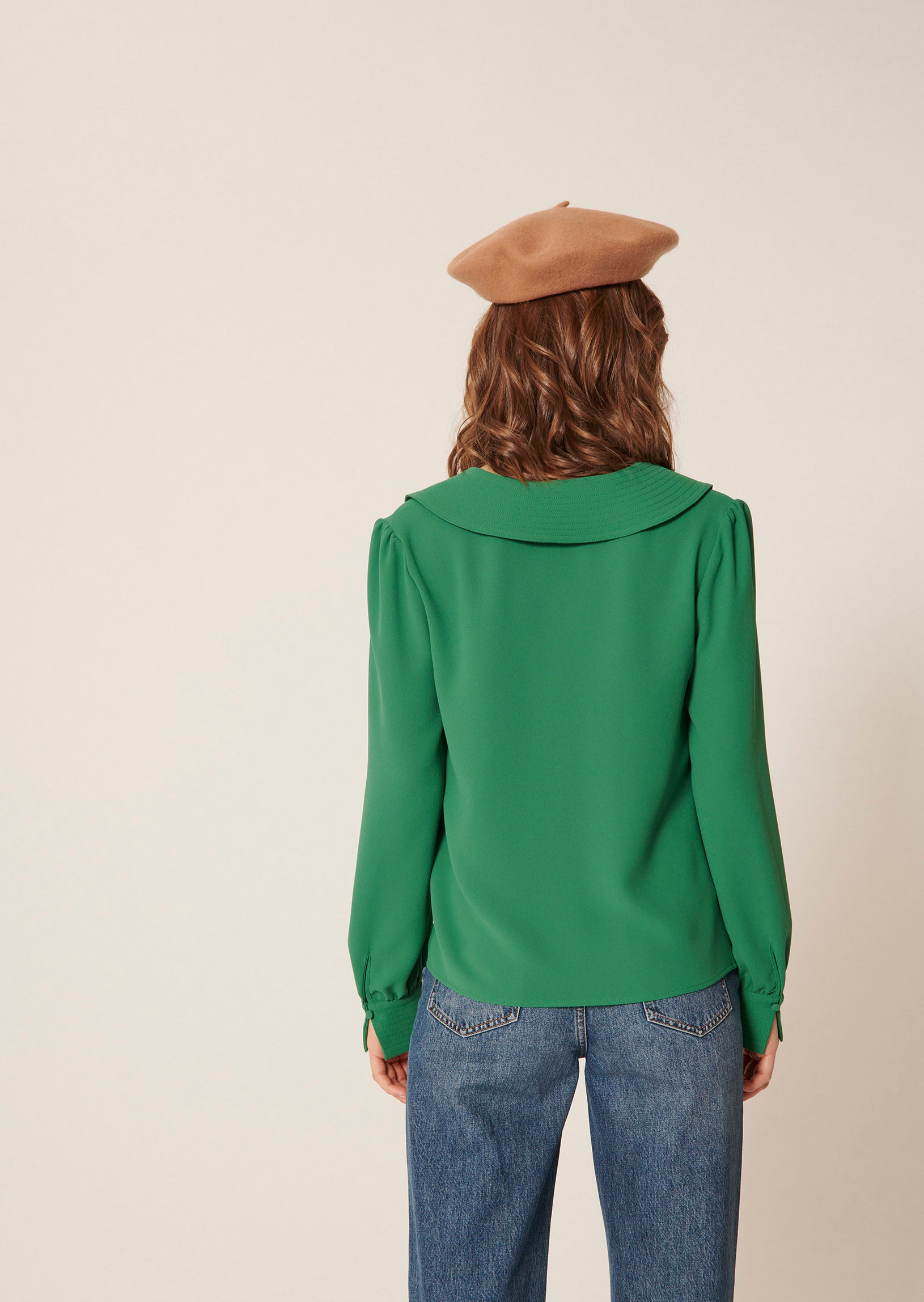 Top Tarabella vert en crêpe Faume - seconde main