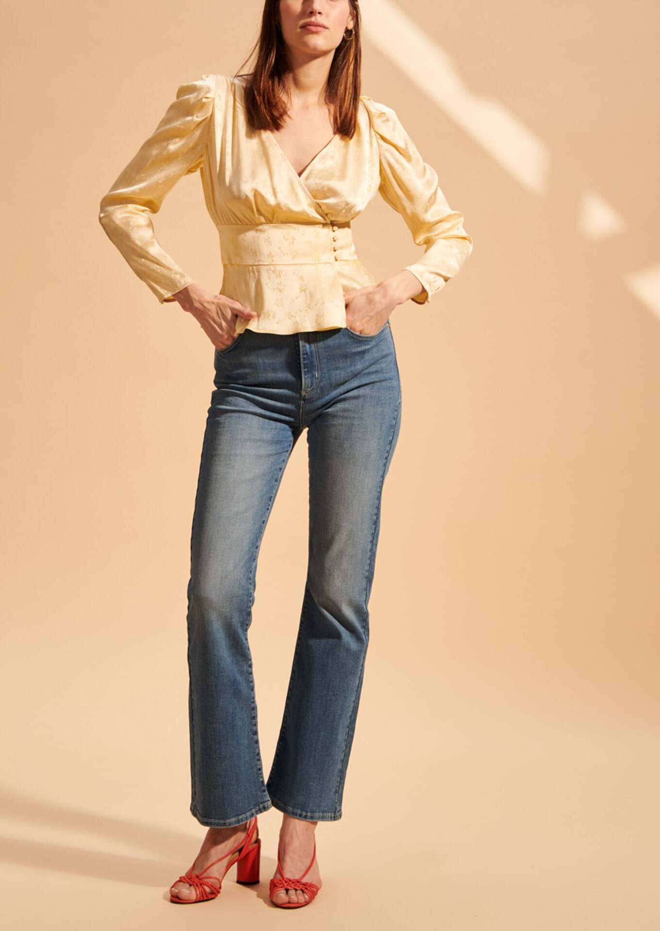 Top Tanais en jacquard fleuri vanille Faume - seconde main