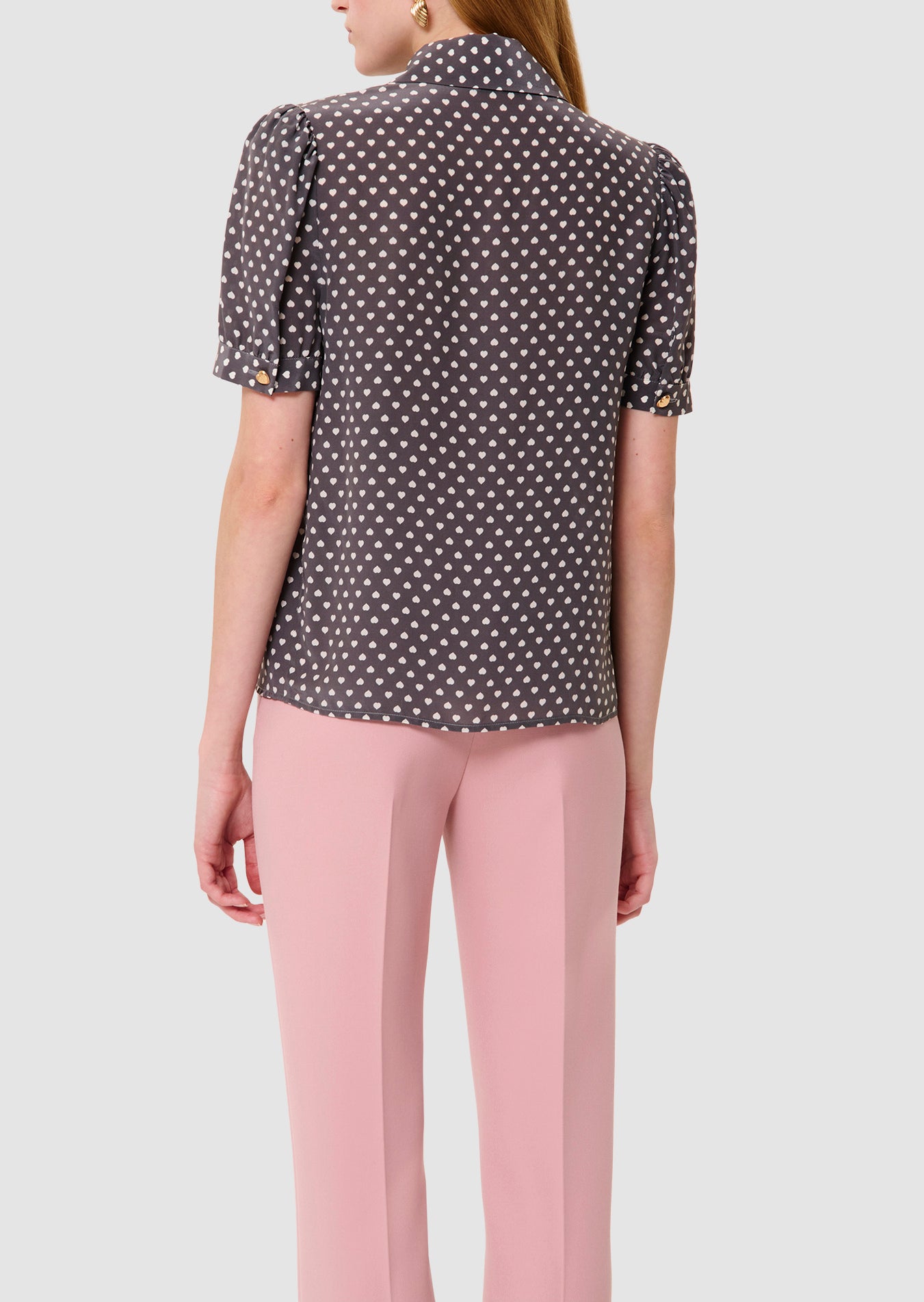 Top gris imprimé mini coeurs Tonino Faume - seconde main