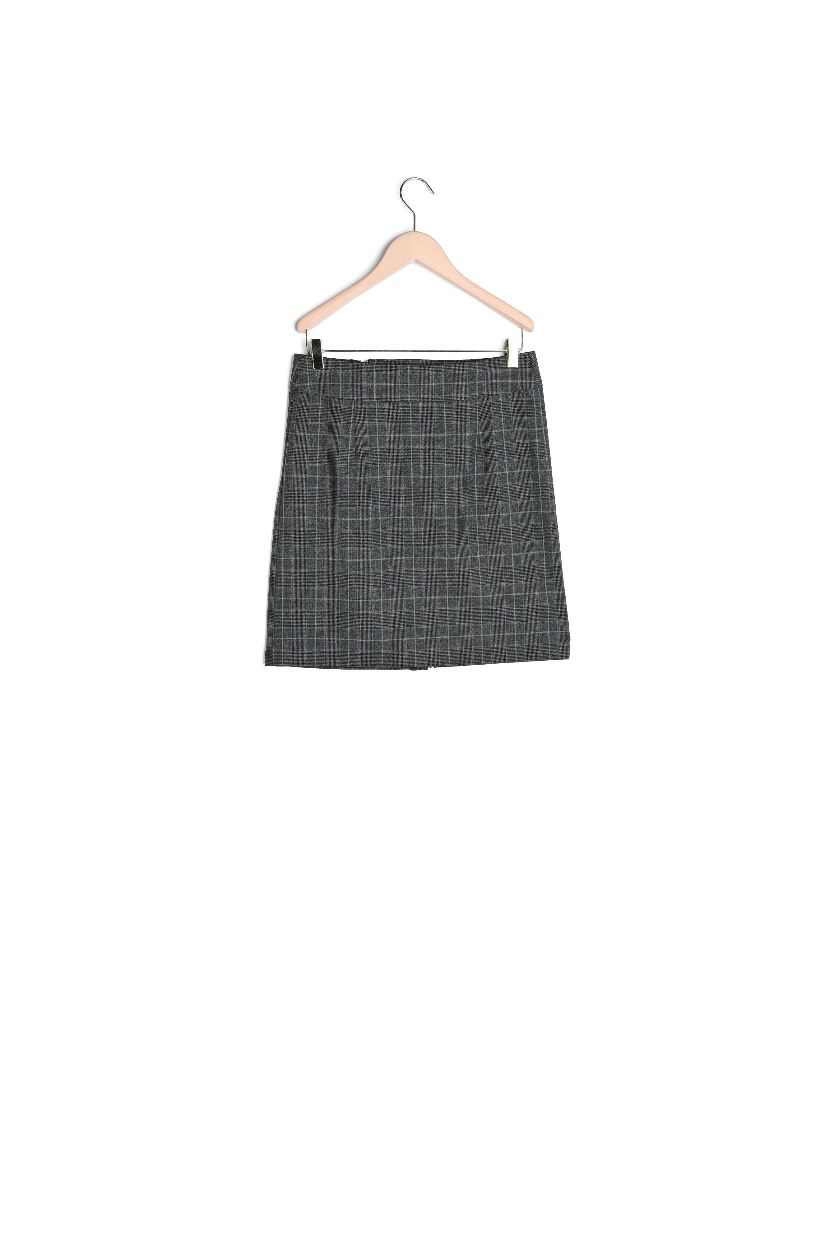 Jupe Jacqueline gris foncé imprimée Prince de Galles vert Faume - seconde main